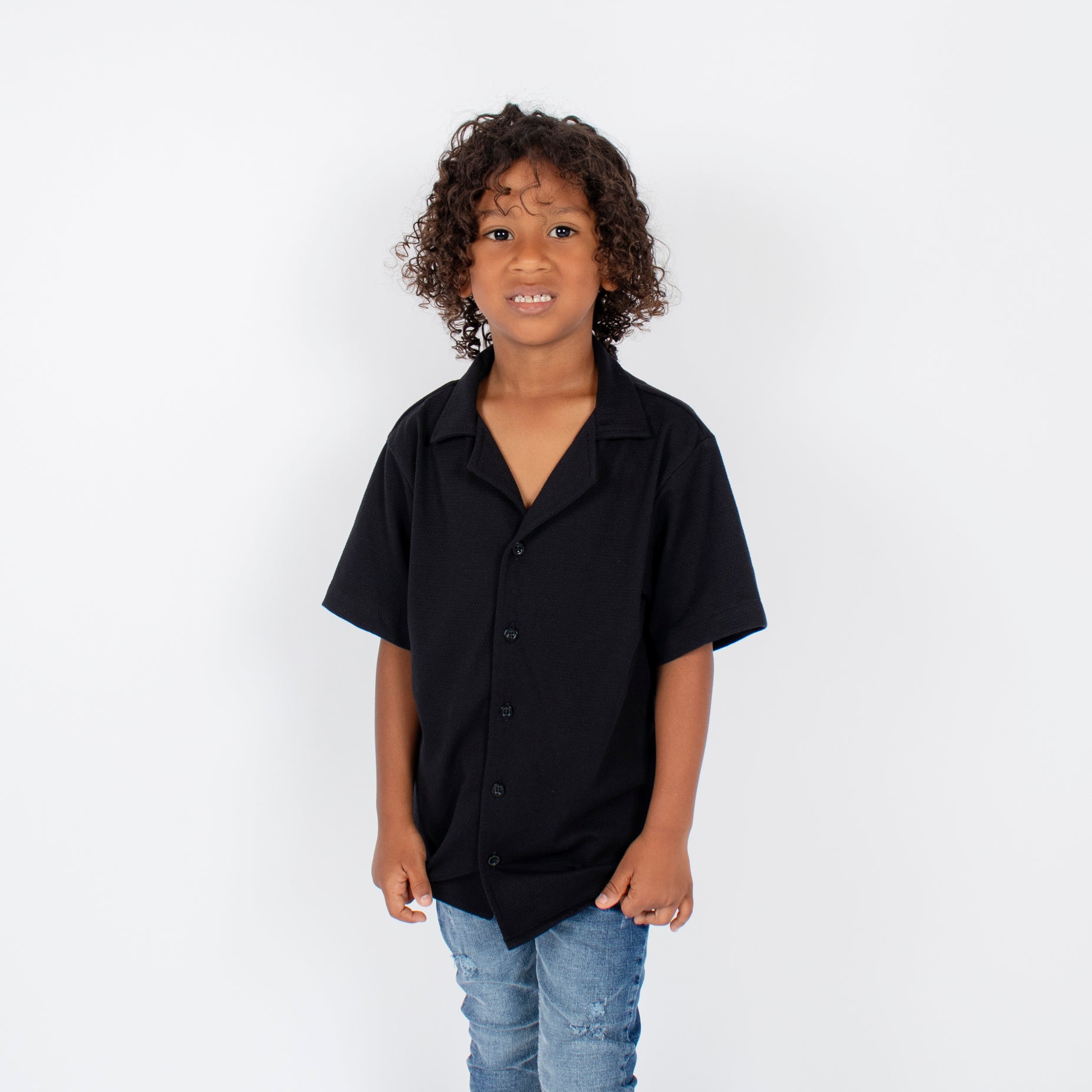 Camisa niño textura negra