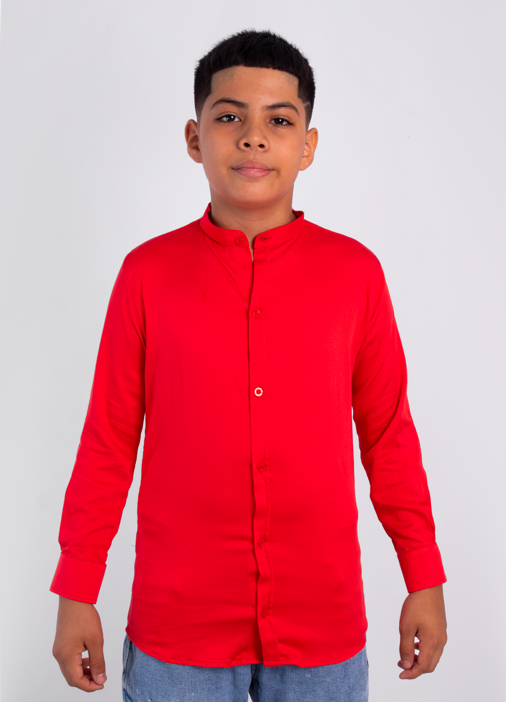 Camisa niño manga larga cuello nerú