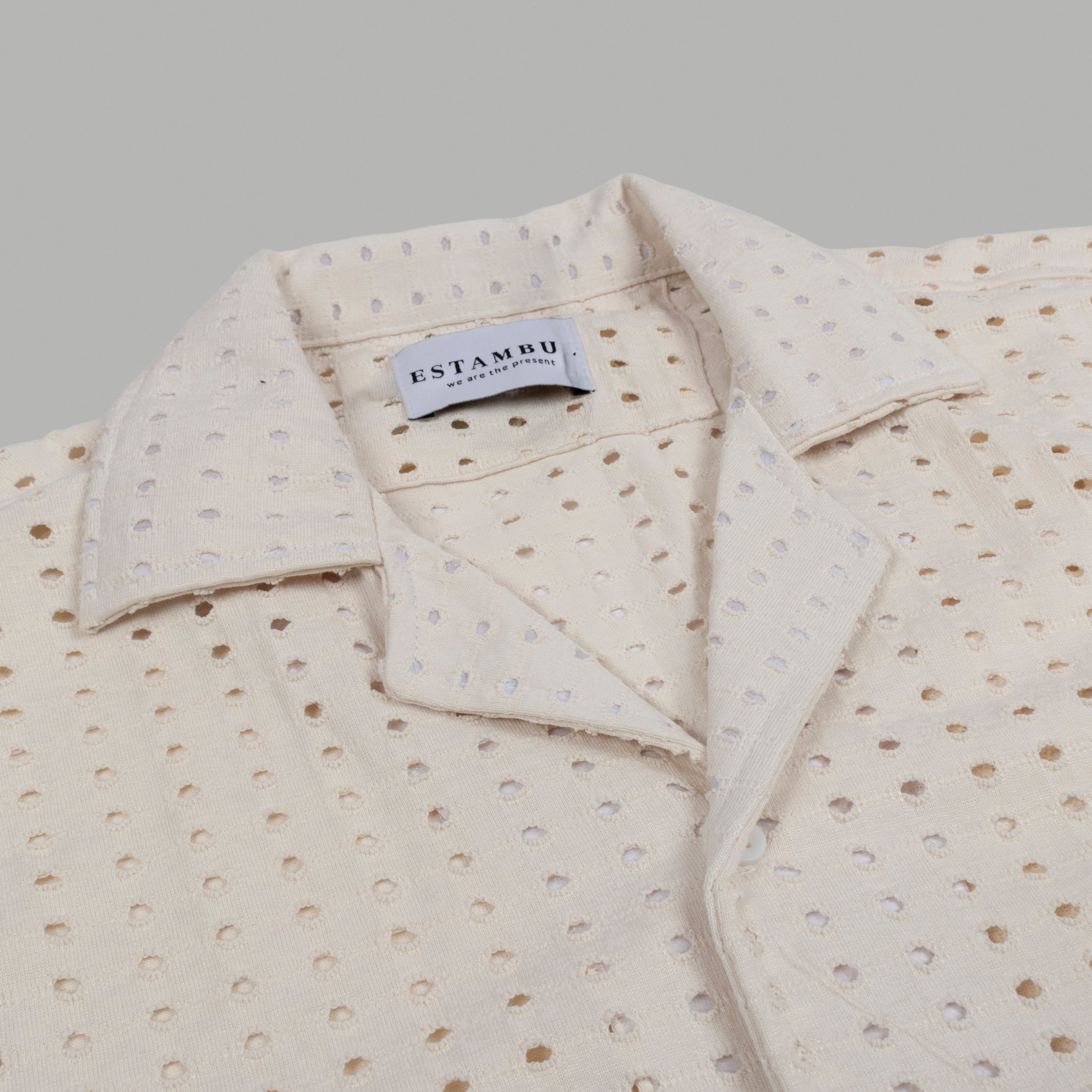 Camisa hombre cuello sport textura