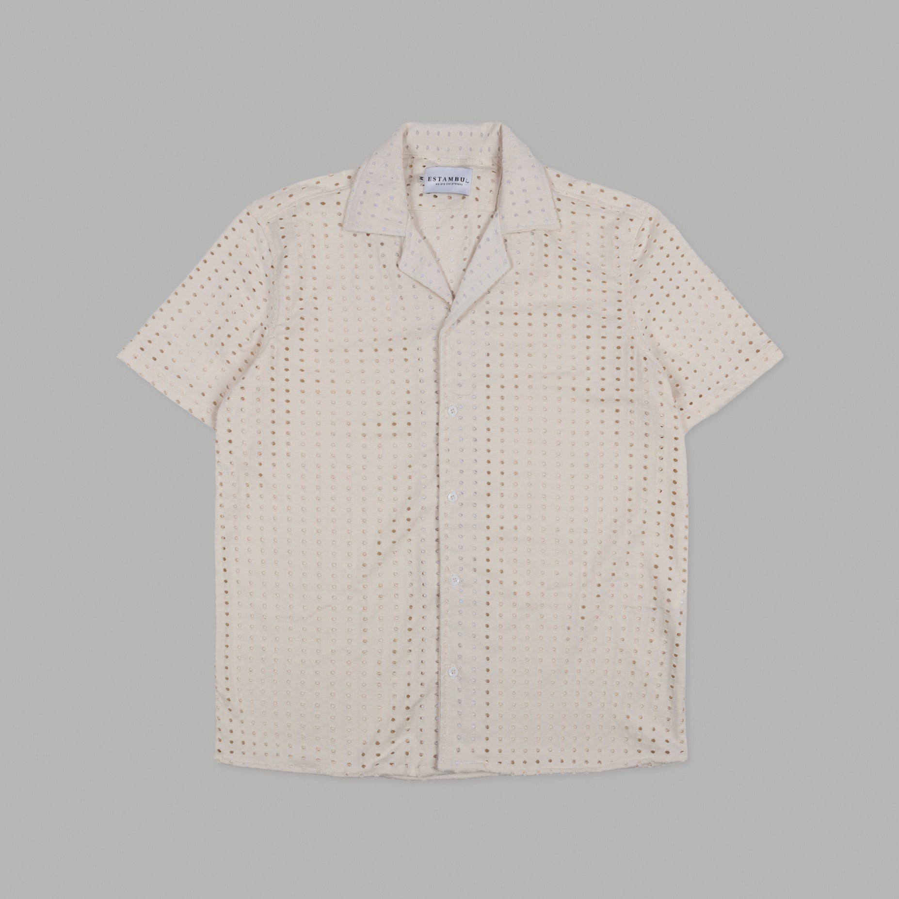 Camisa hombre cuello sport textura