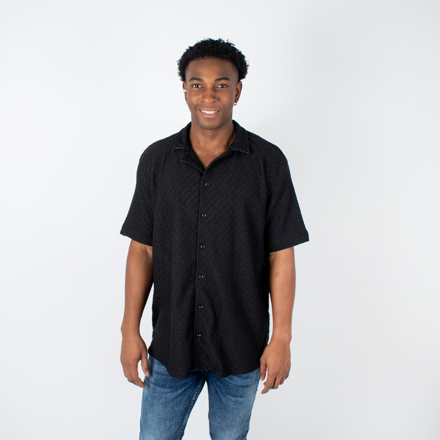 Camisa hombre textura cuello