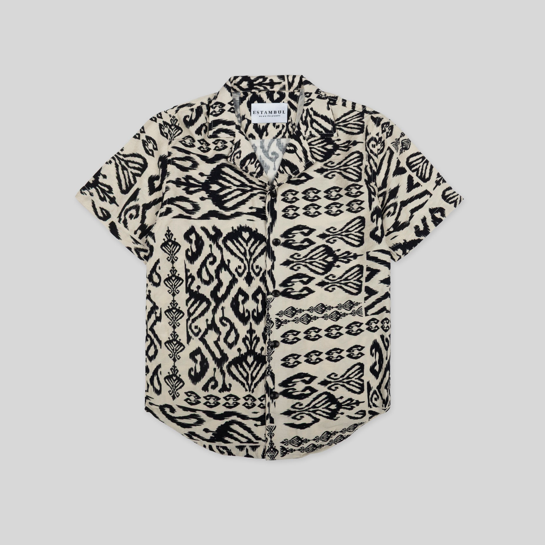 Camisa niño decorado negro/beige