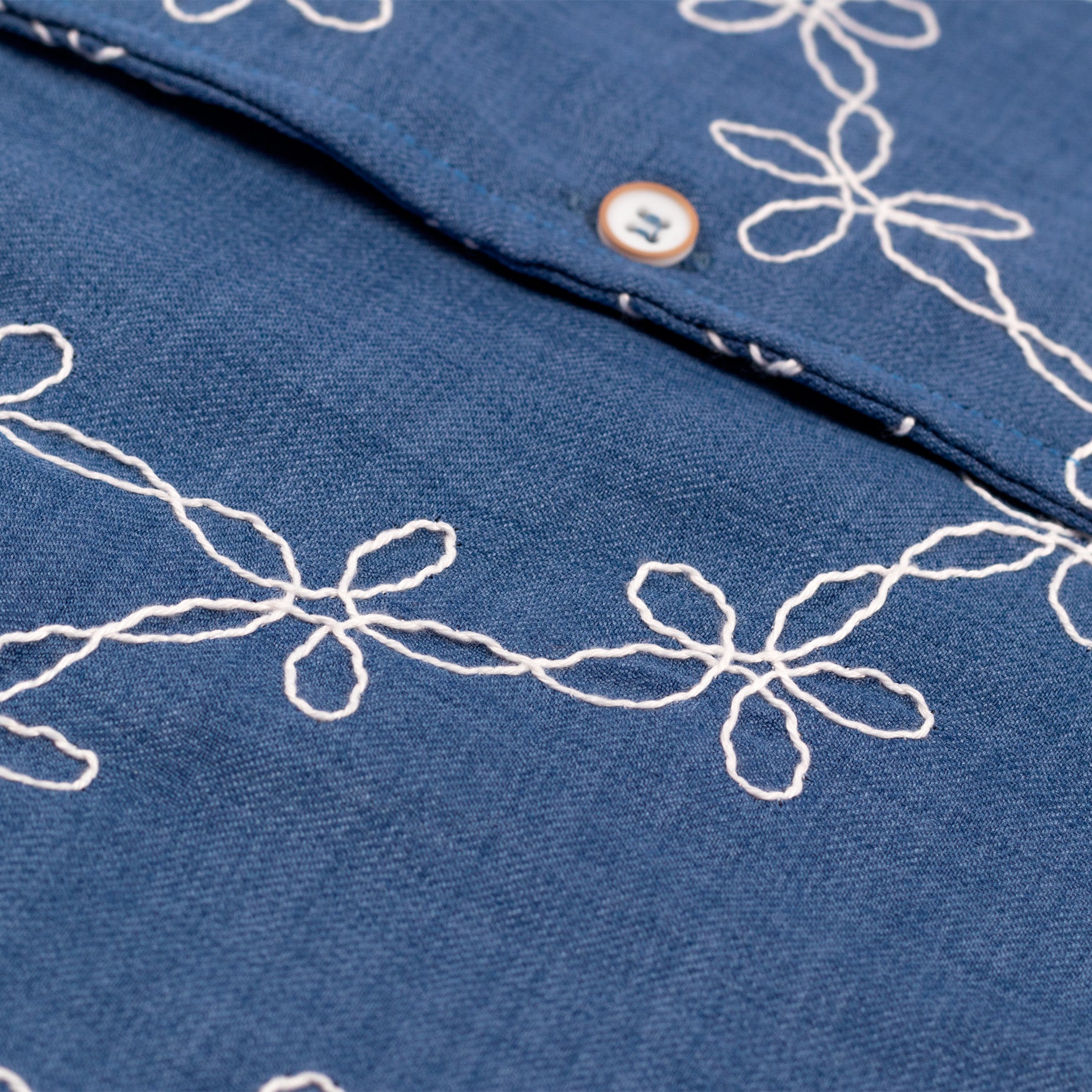 Camisa hombre textura flores azul
