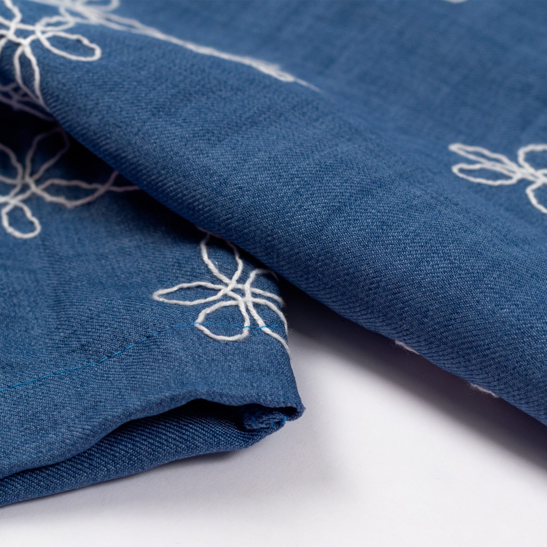 Camisa hombre textura flores azul