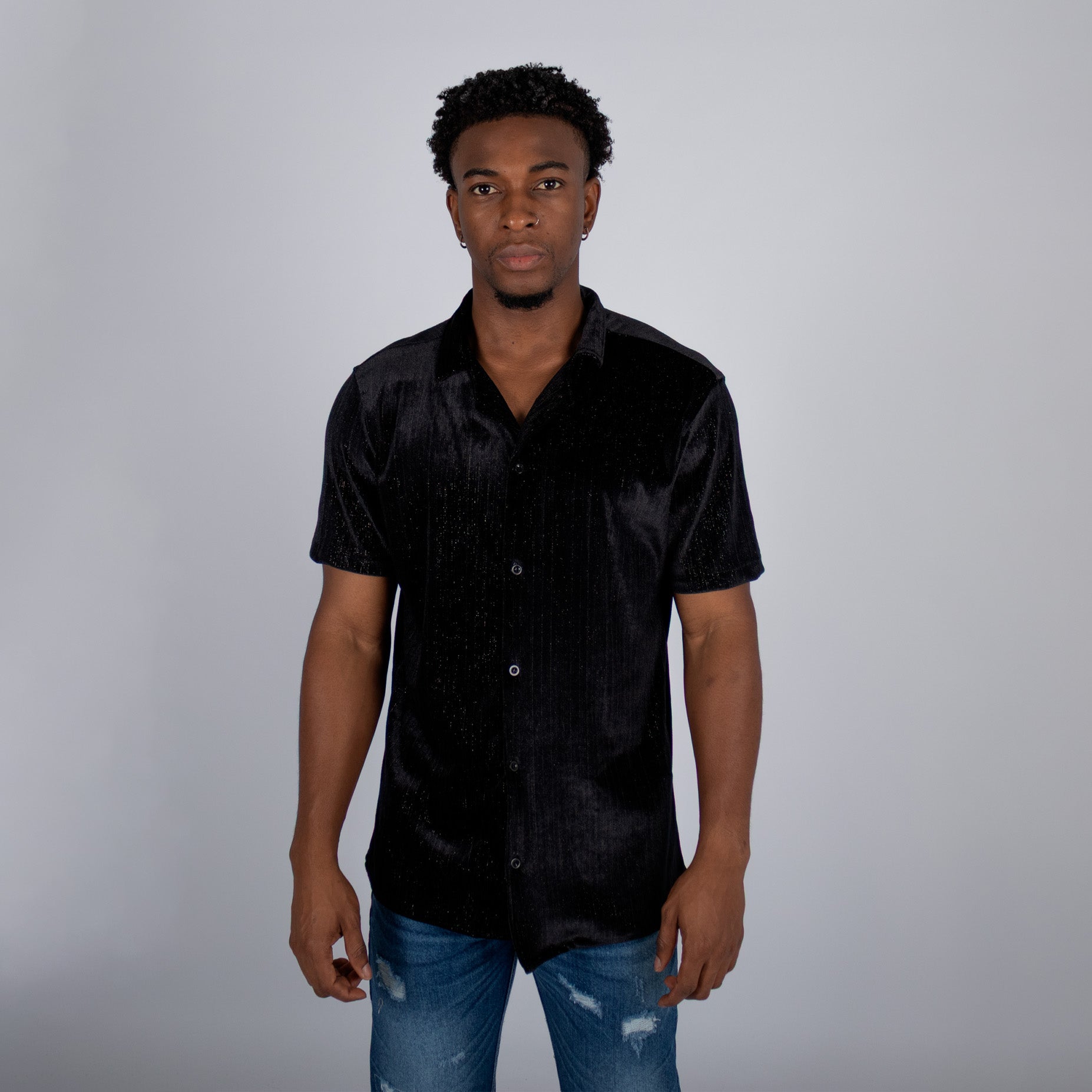 Camisa hombre textura negra