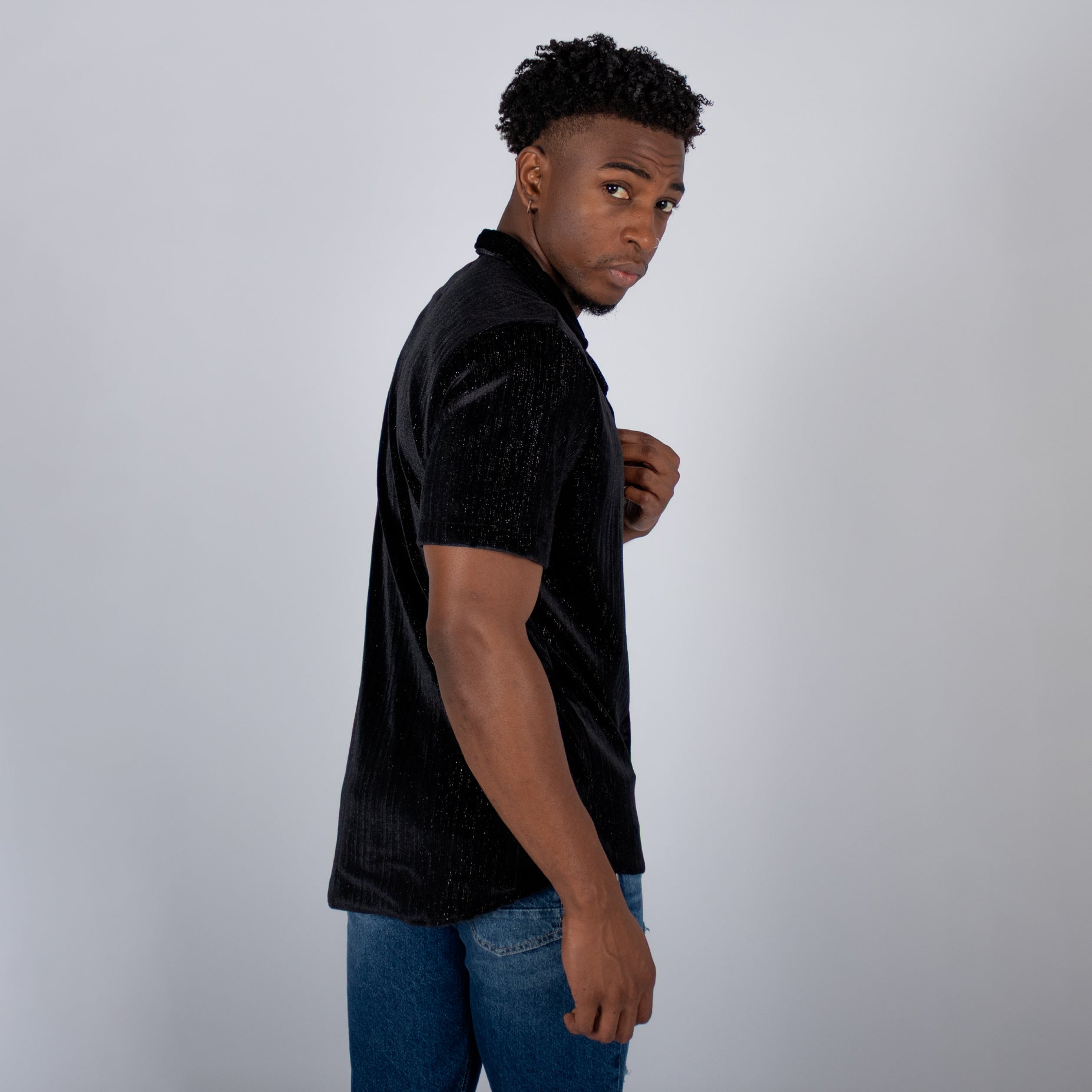 Camisa hombre textura negra