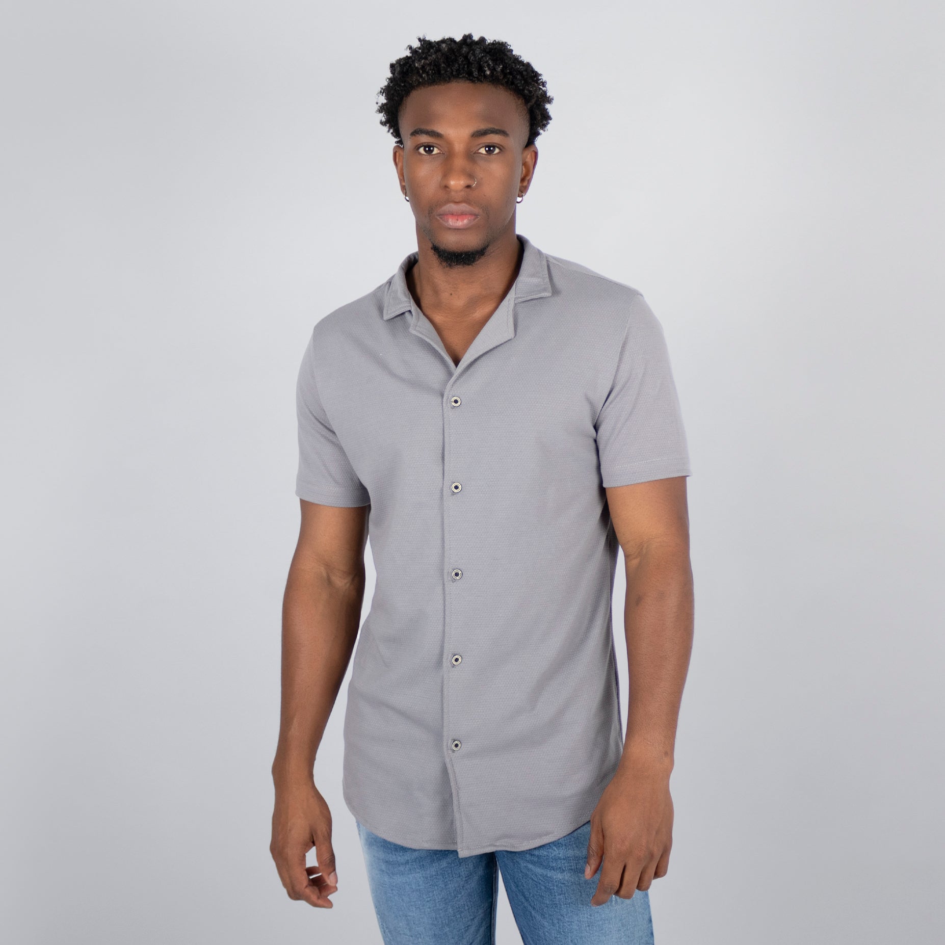 Camisa hombre textura gris