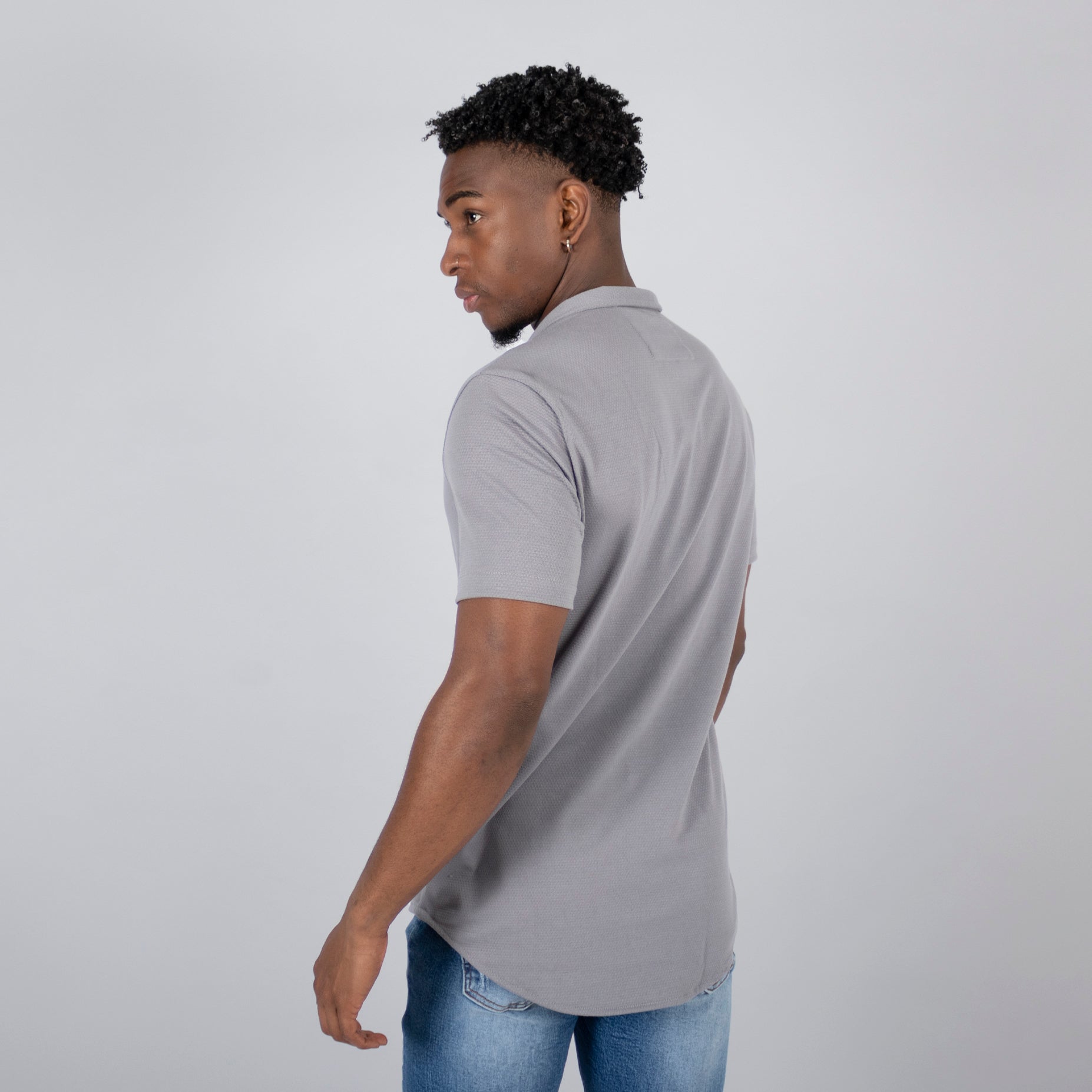 Camisa hombre textura gris