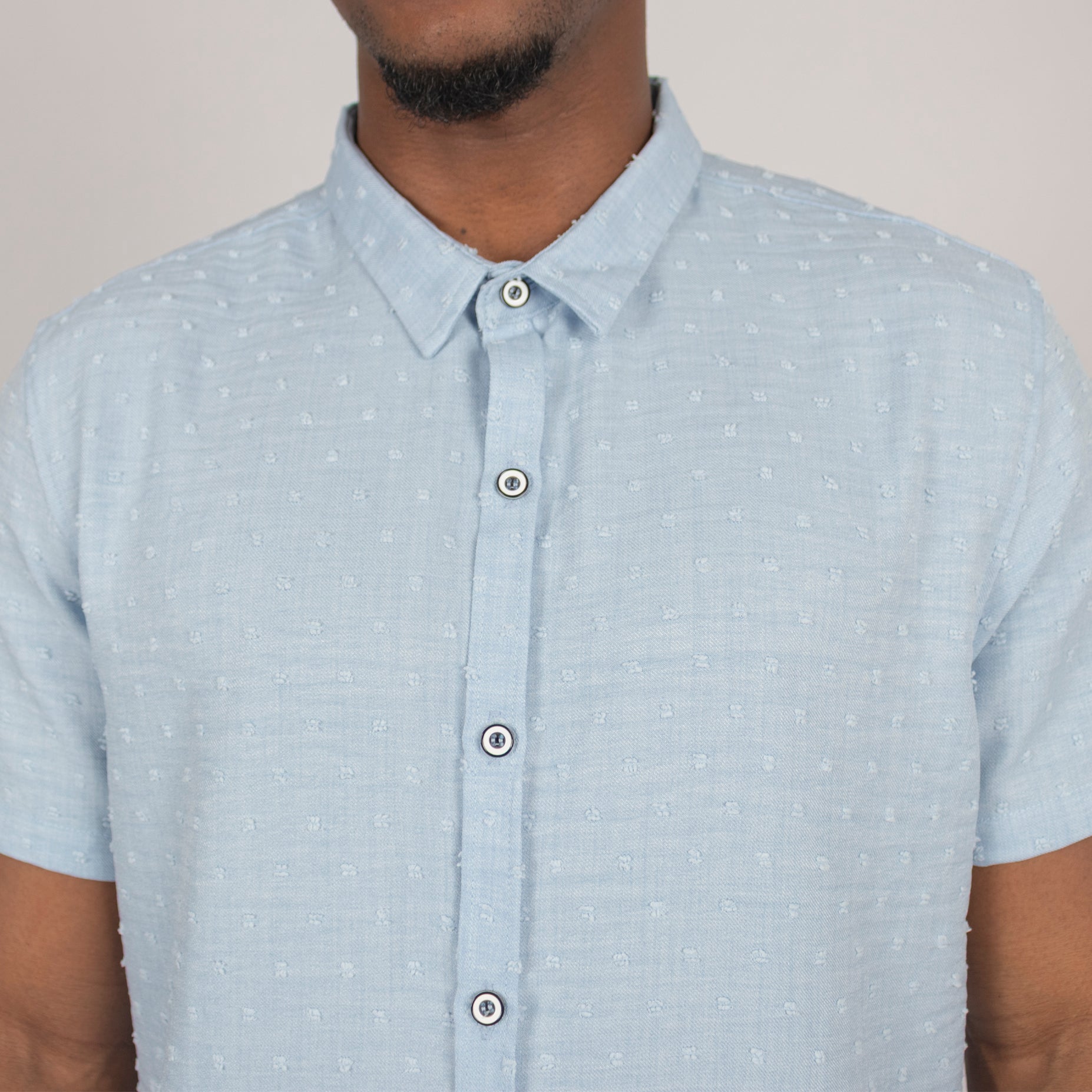 Camisa hombre textura azul
