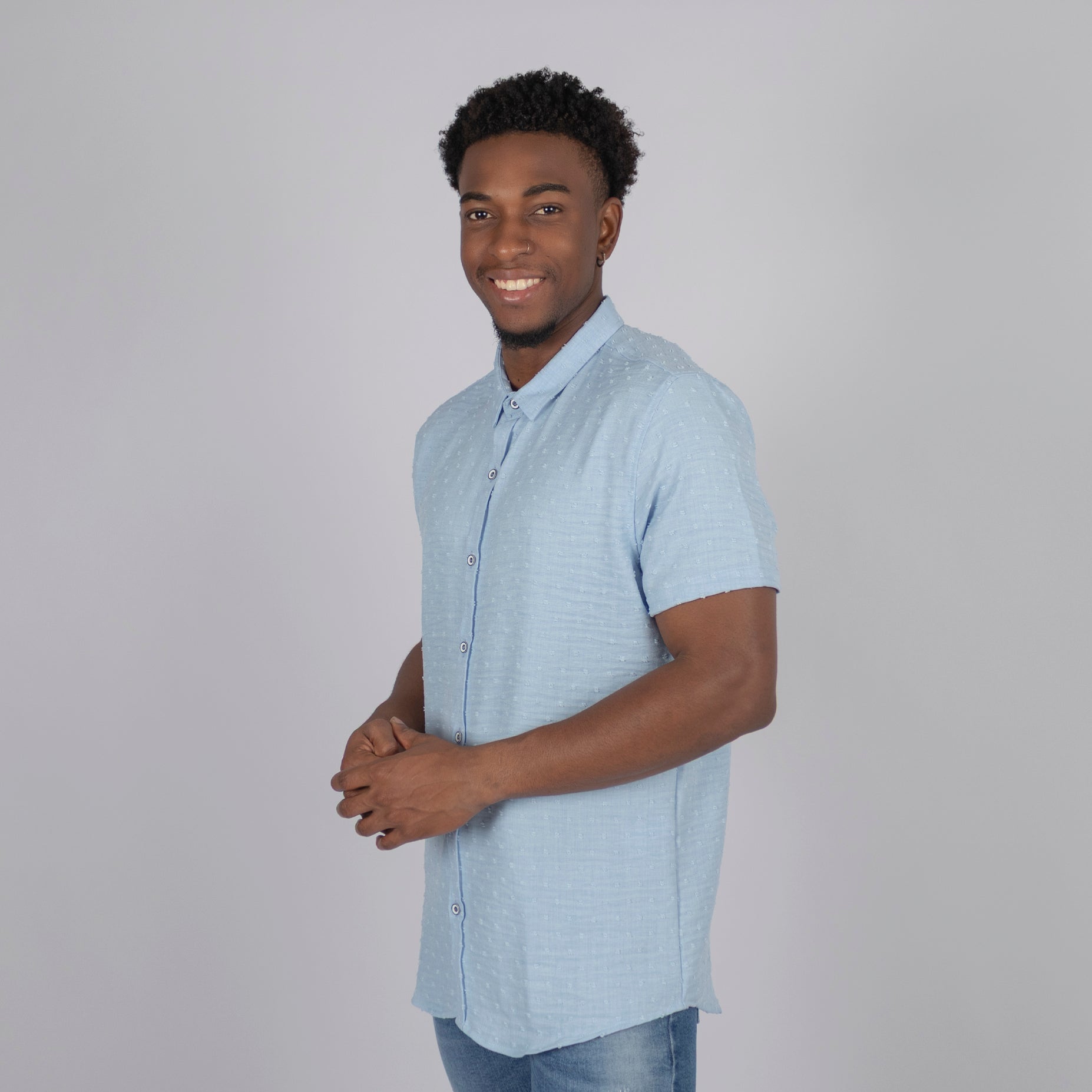 Camisa hombre textura azul