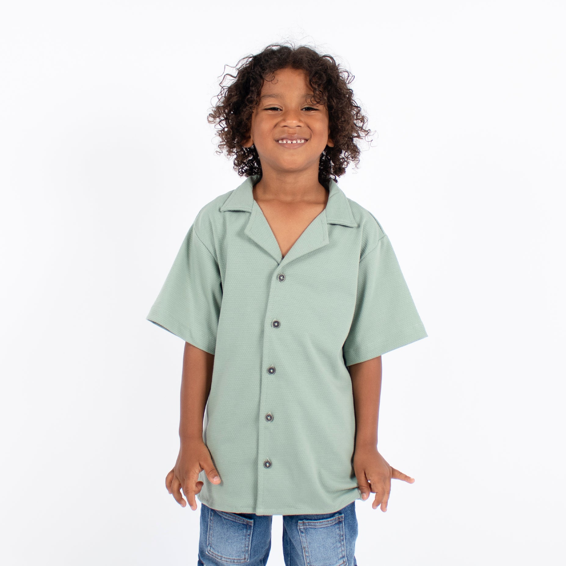 Camisa niño textura verde