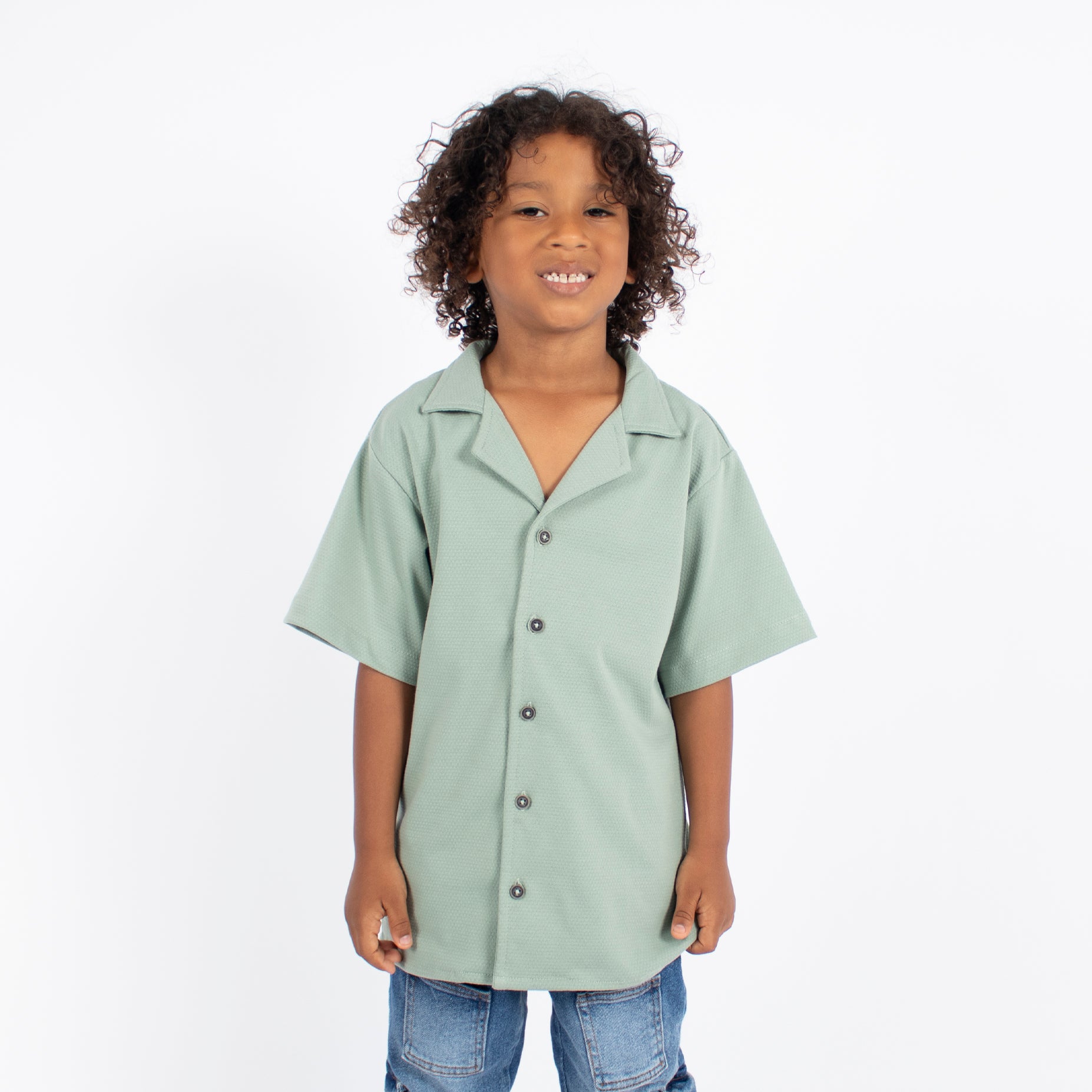 Camisa niño textura verde