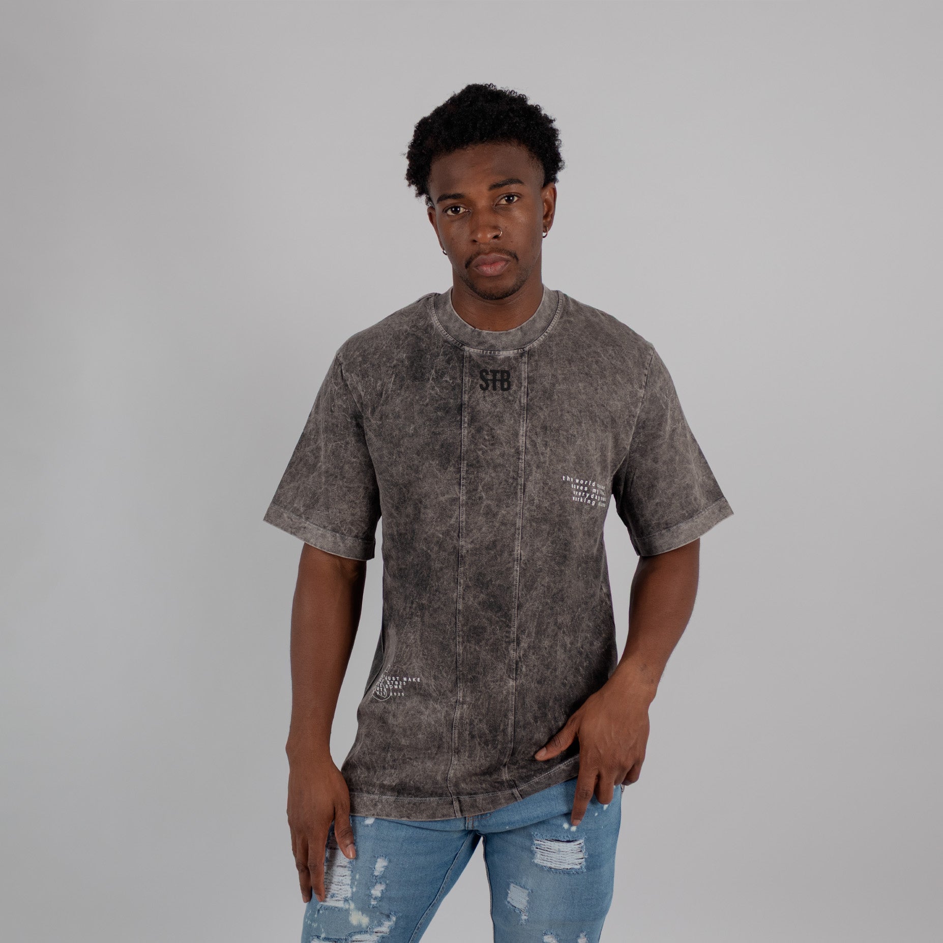 Camiseta hombre acid wear gris