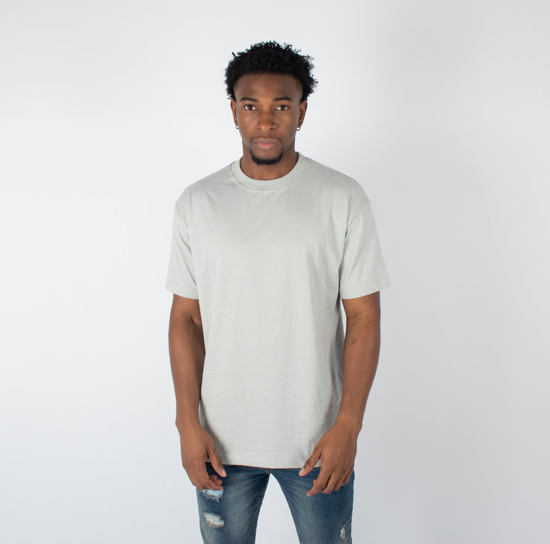 Camiseta hombre básica perla