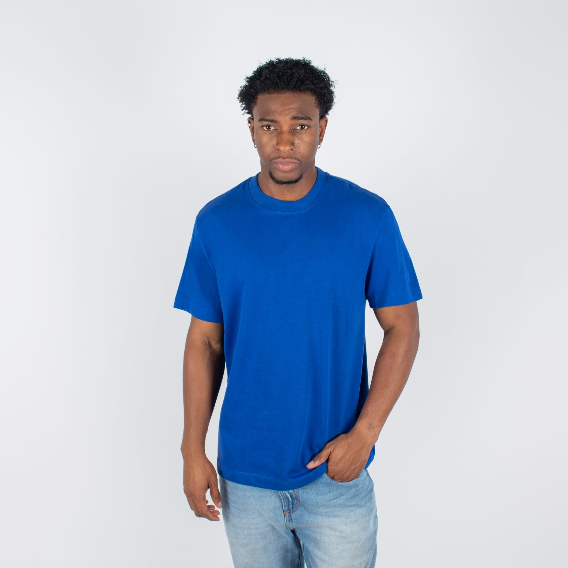 Camiseta hombre basica azul rey