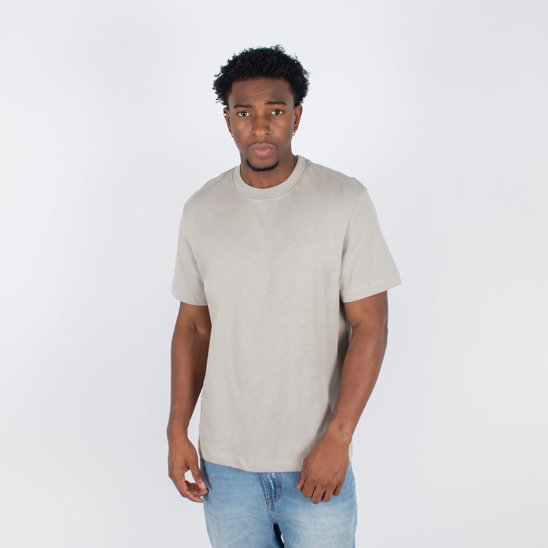 Camiseta hombre basica gris clara