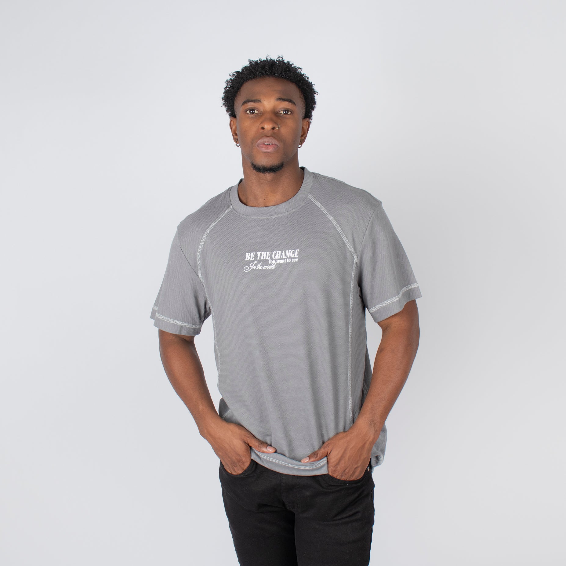 Camiseta hombre R. Textura gris