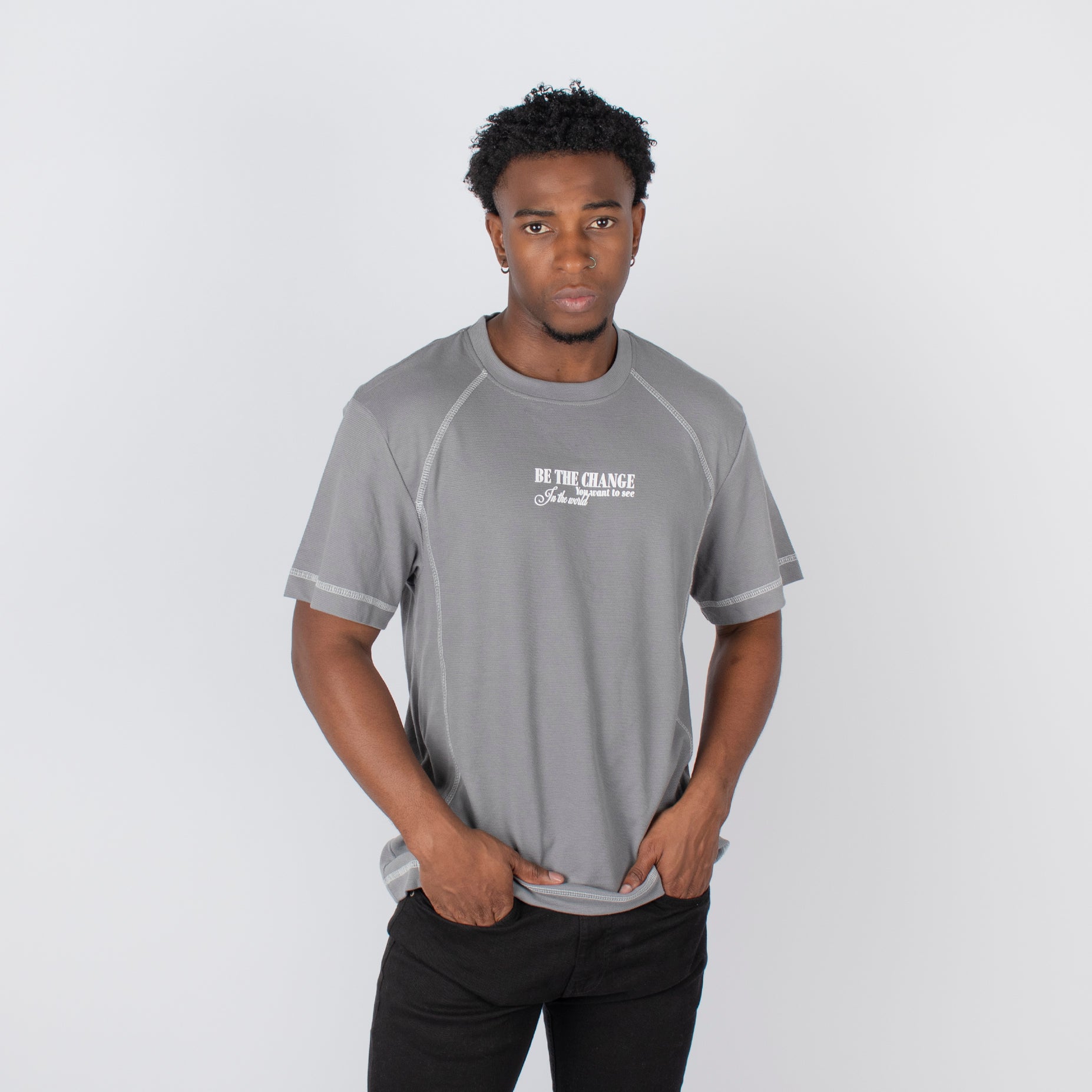 Camiseta hombre R. Textura gris