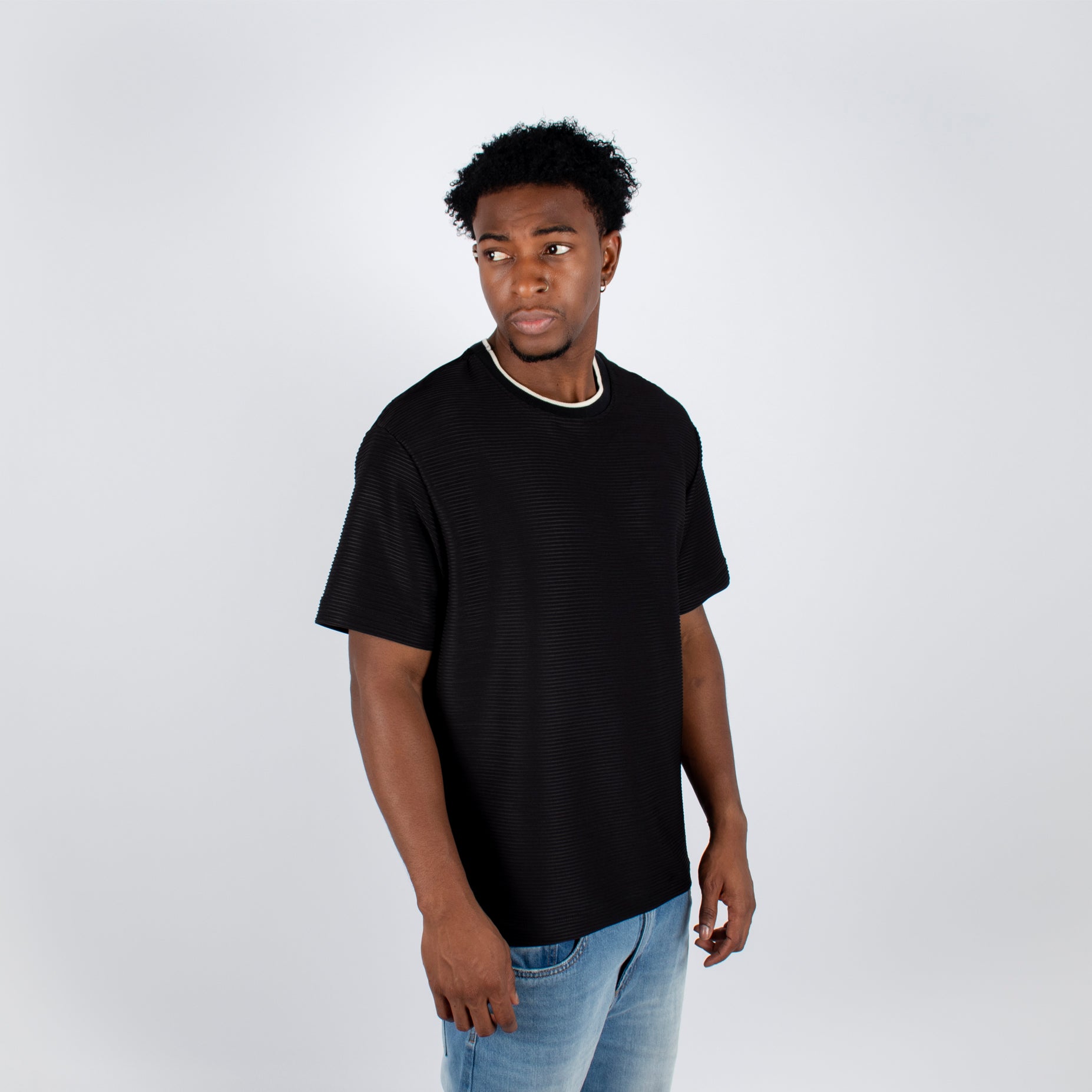 Camiseta hombre basica  textura negro