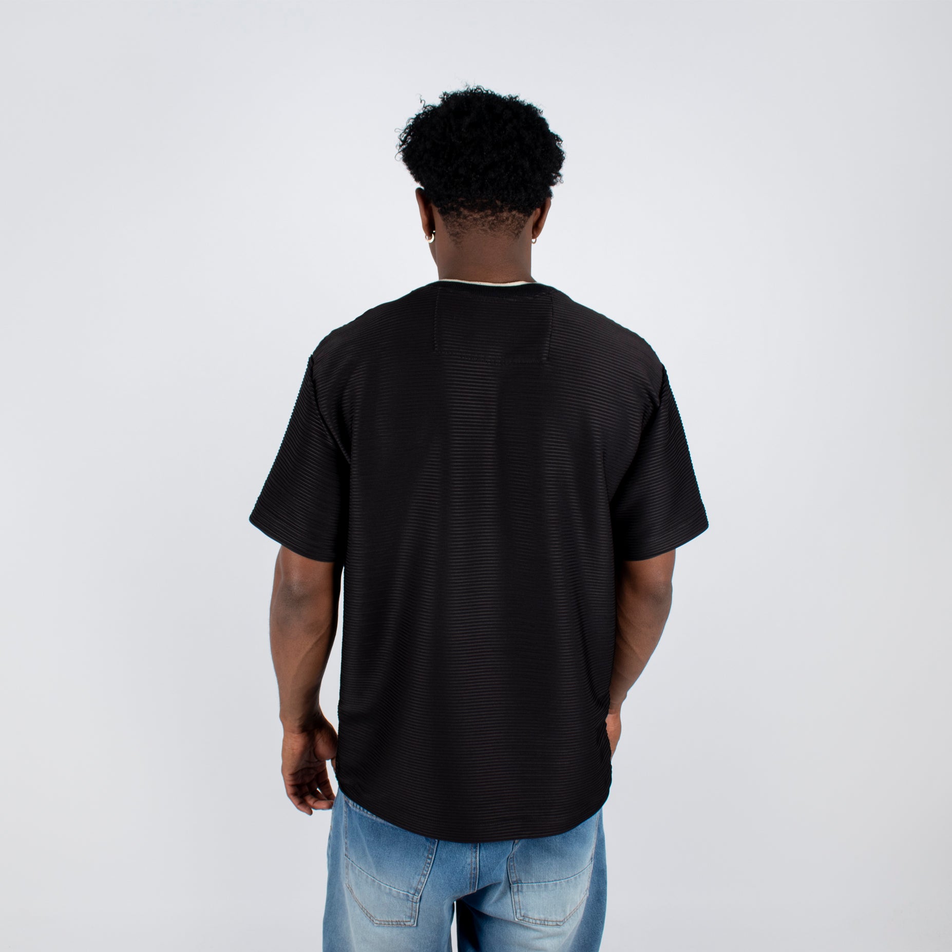 Camiseta hombre basica  textura negro