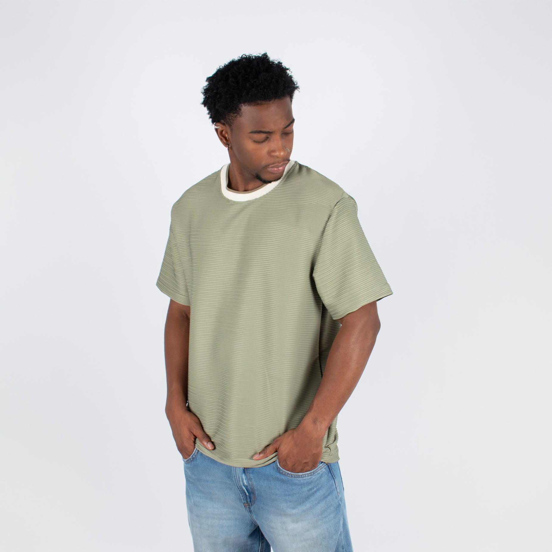 Camiseta hombre basica  textura verde