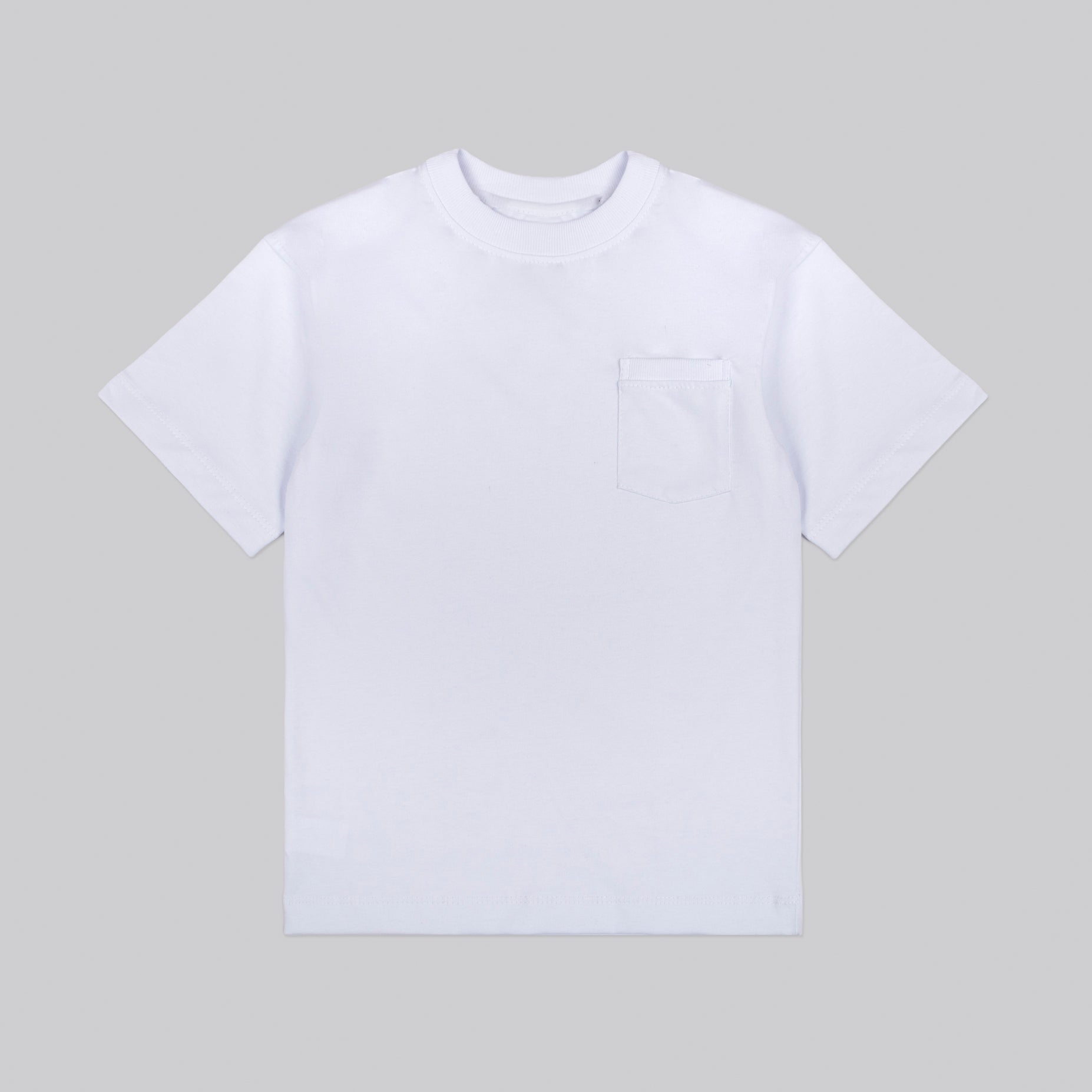 Camiseta básica niño bolsillo blanca