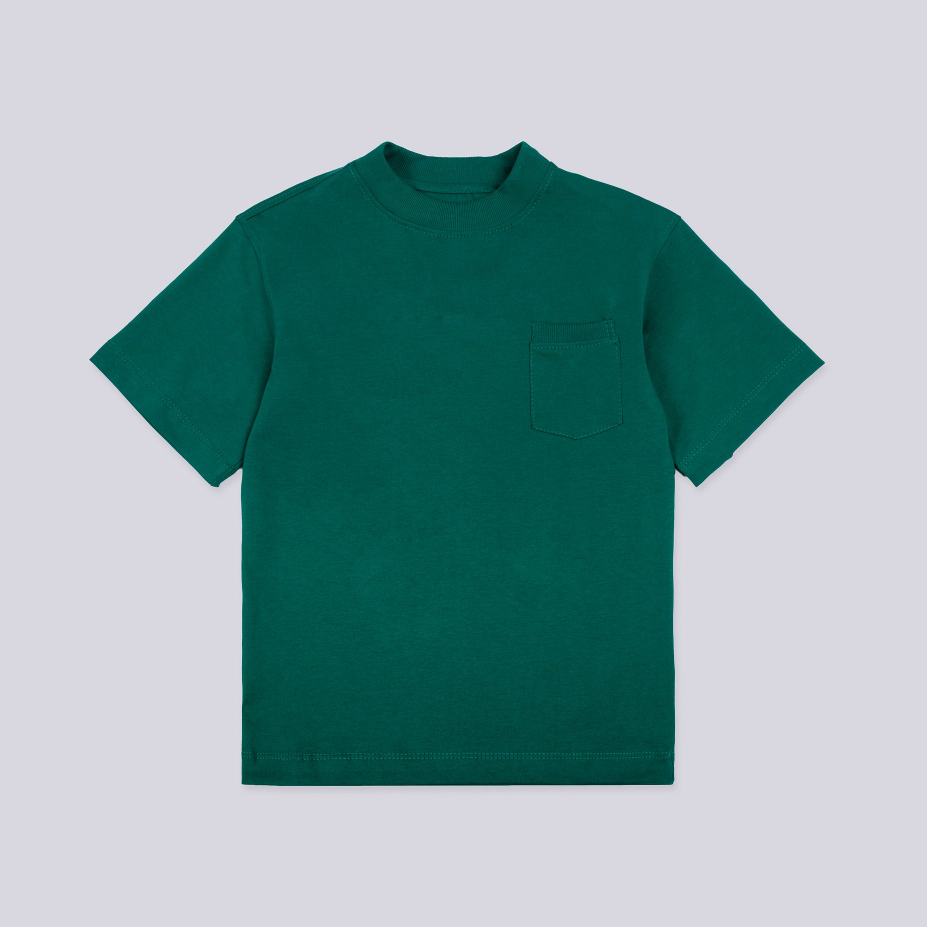 Camiseta básica niño bolsillo verde