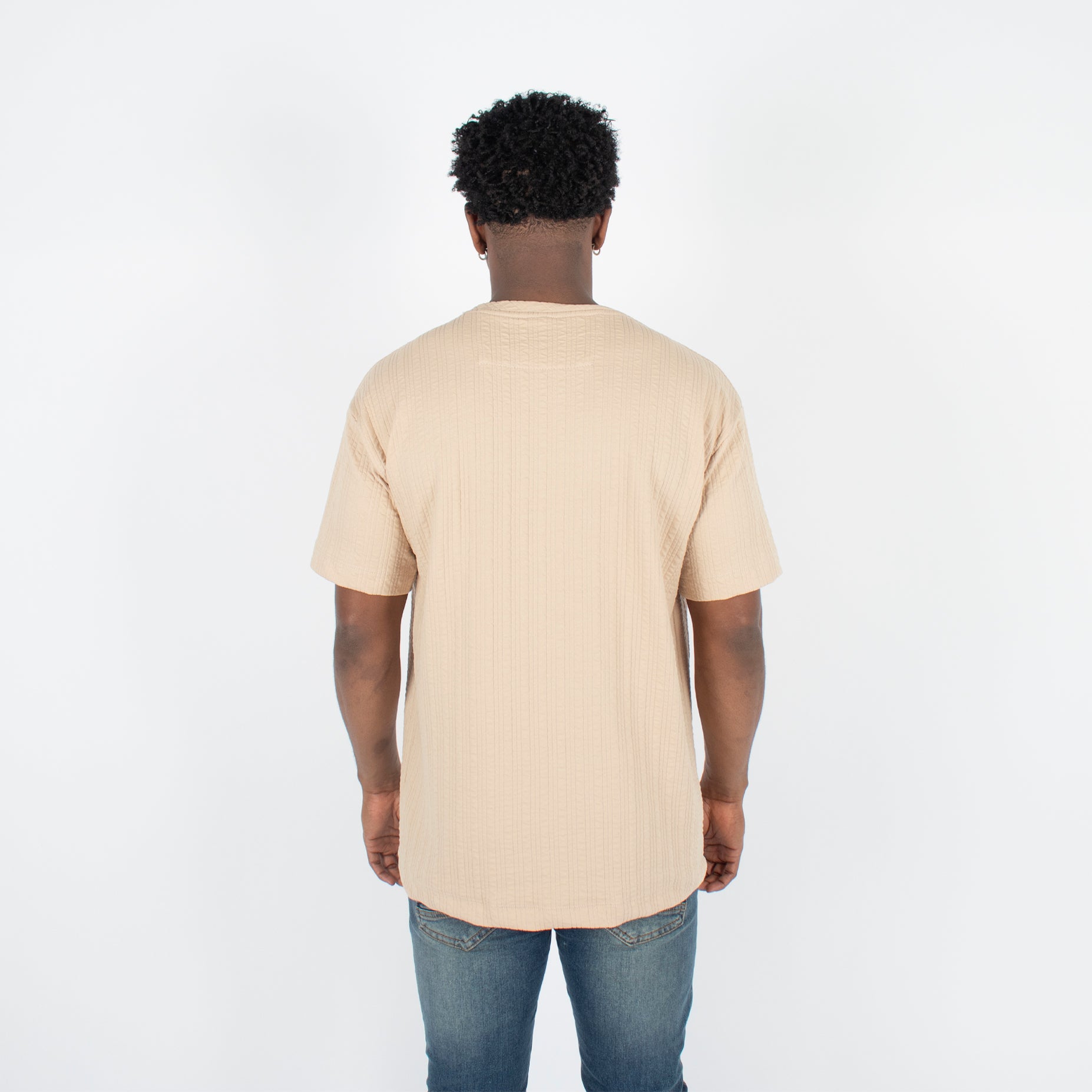 Camisa hombre textura lineas camel