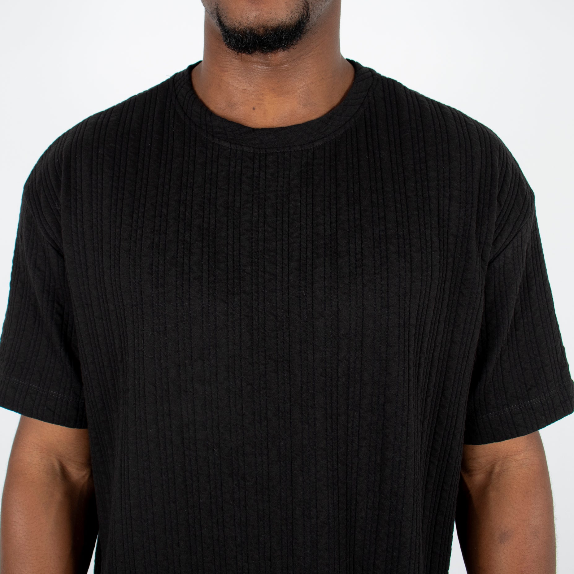 Camisa hombre textura lineas negro