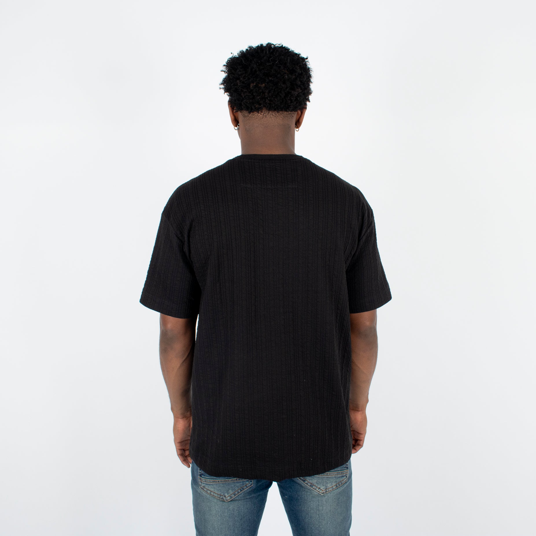 Camisa hombre textura lineas negro