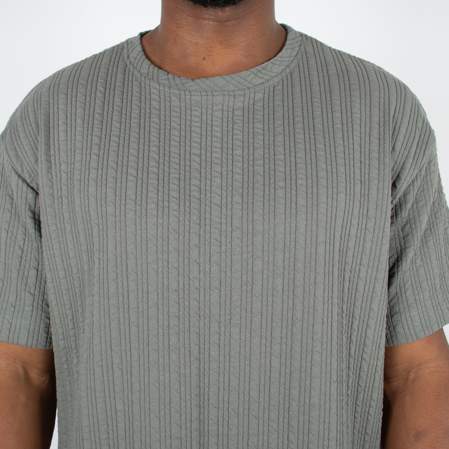 Camisa hombre textura lineas verde