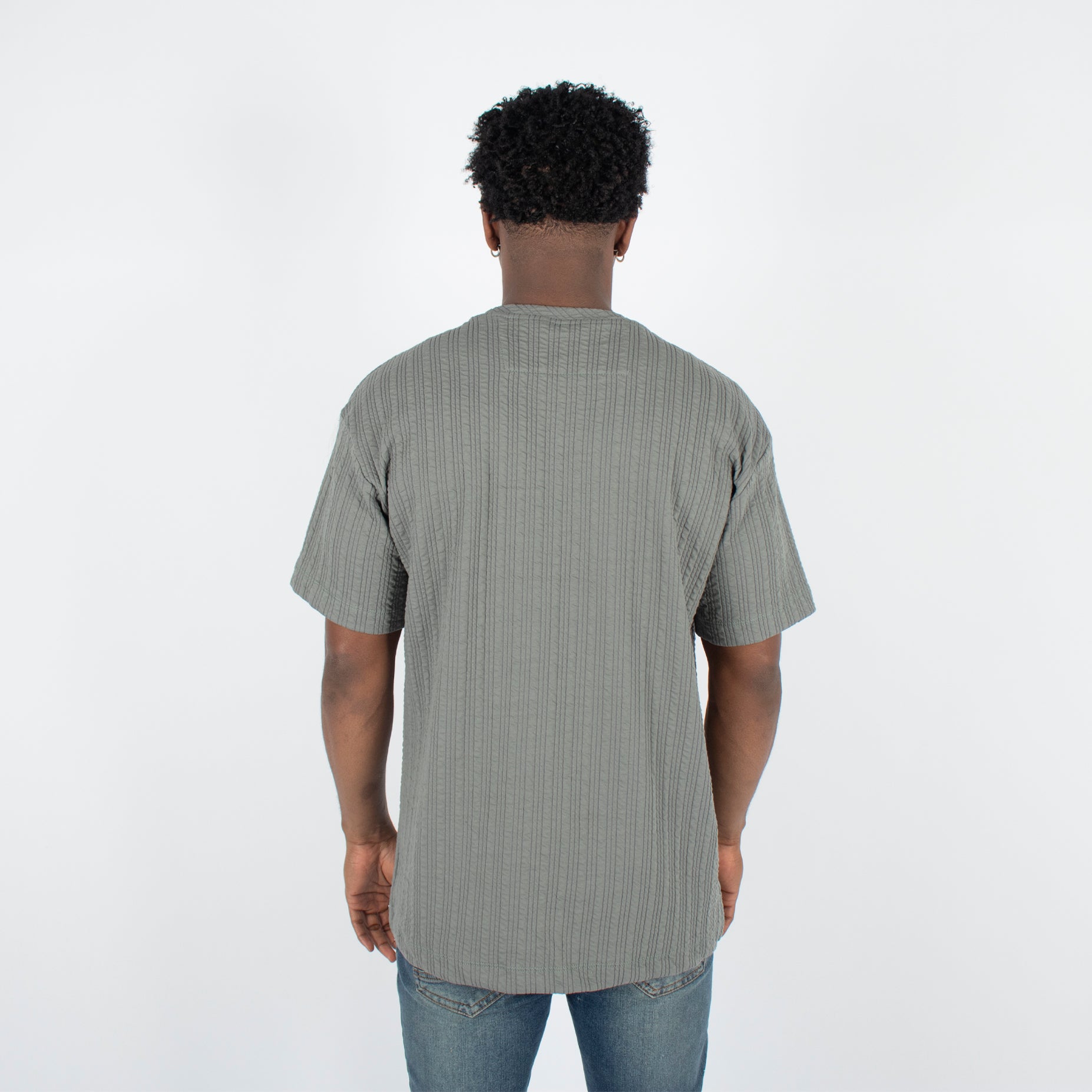 Camisa hombre textura lineas verde