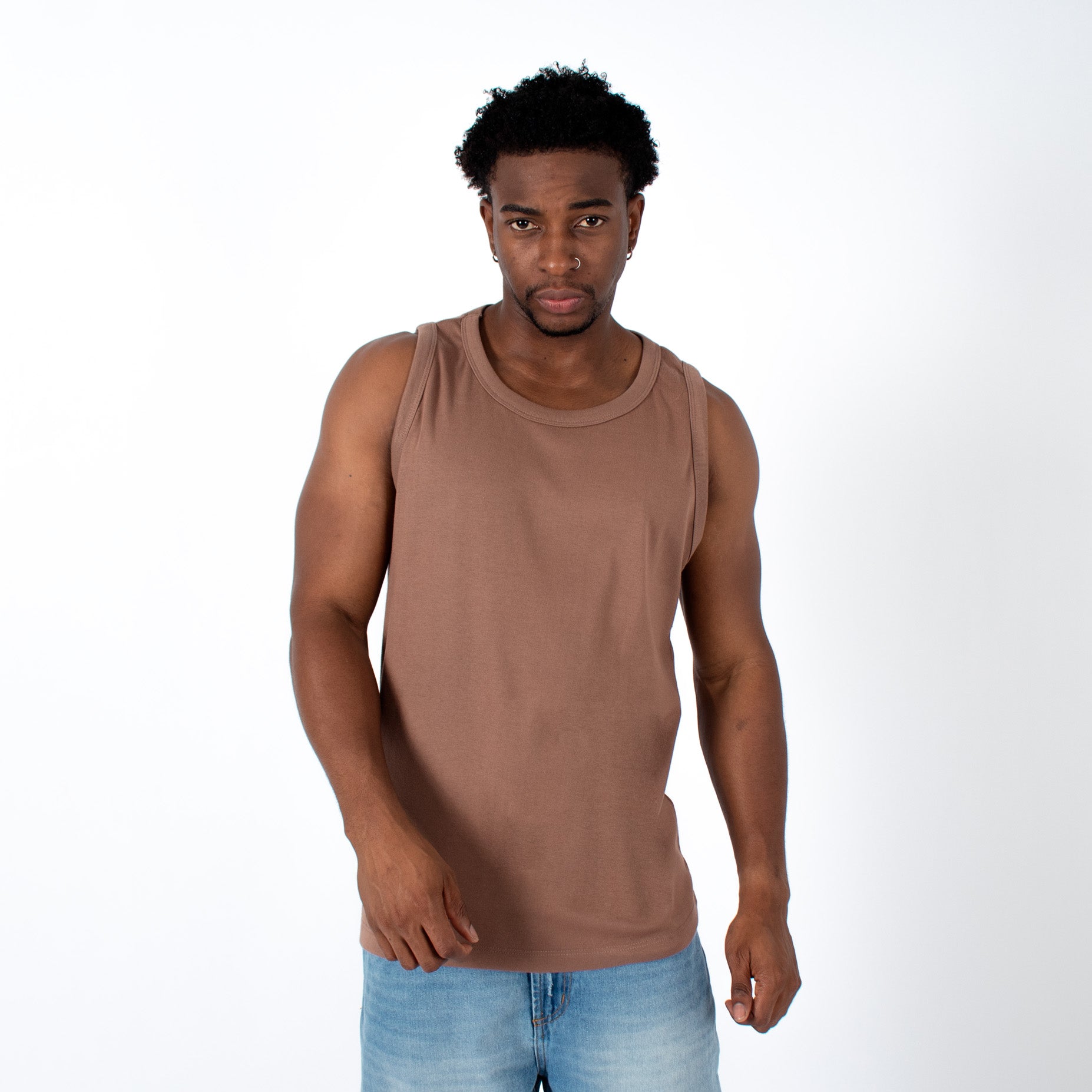 Camisilla hombre rib cafe