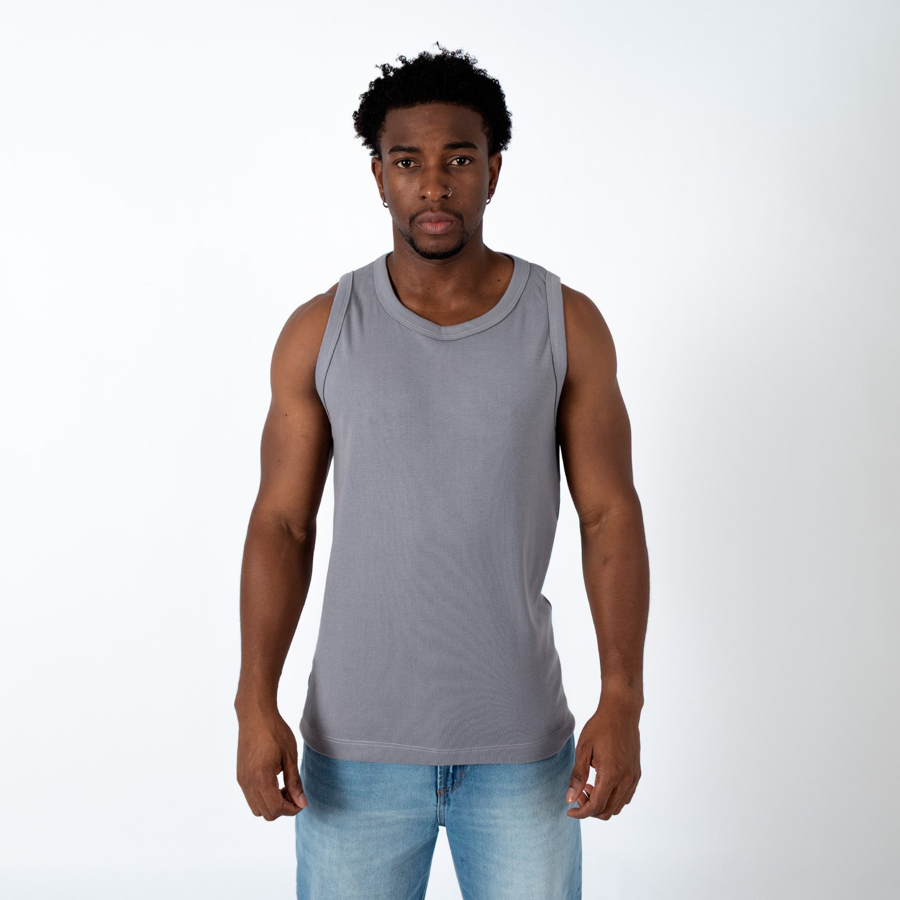 Camisilla hombre rib gris clara