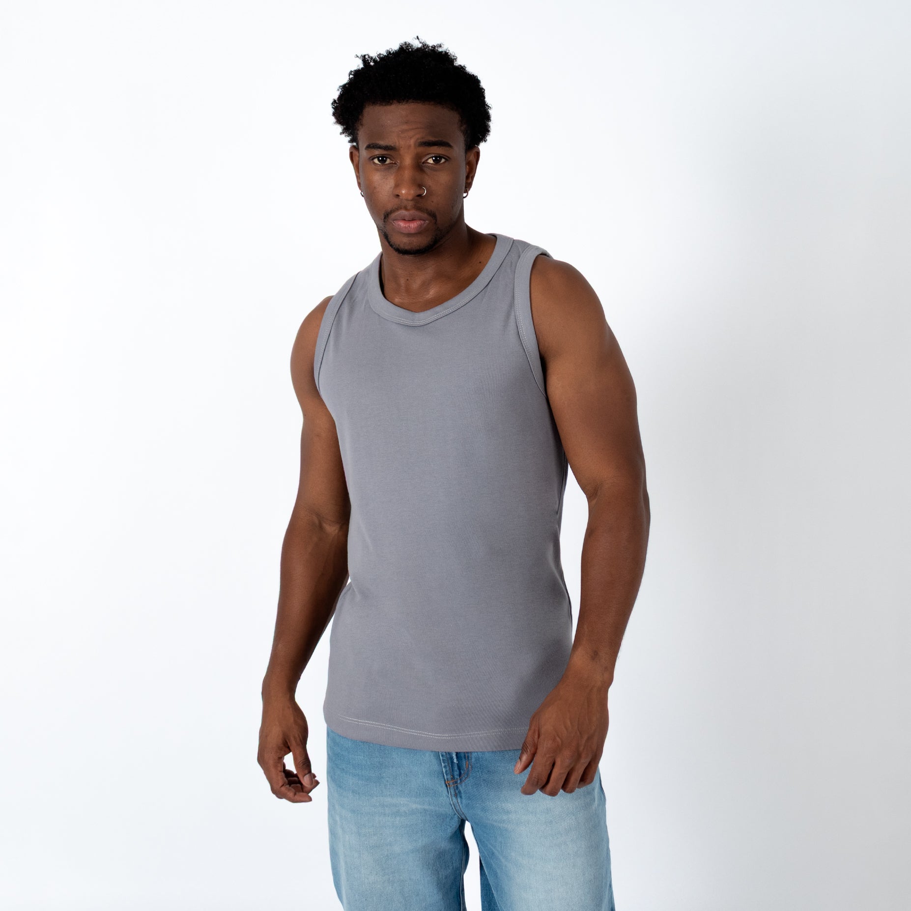 Camisilla hombre rib gris clara