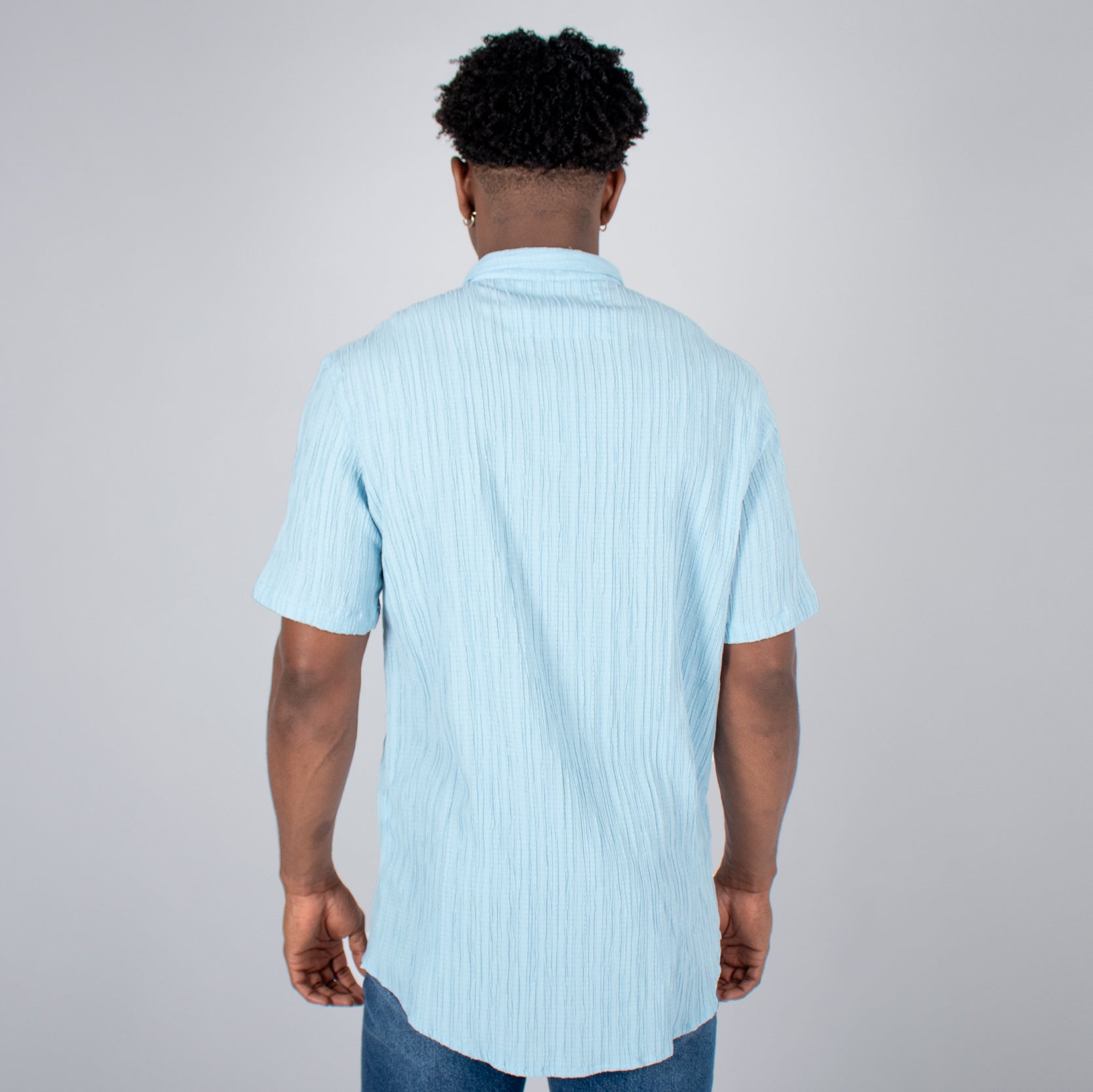 Camisa hombre textura azul