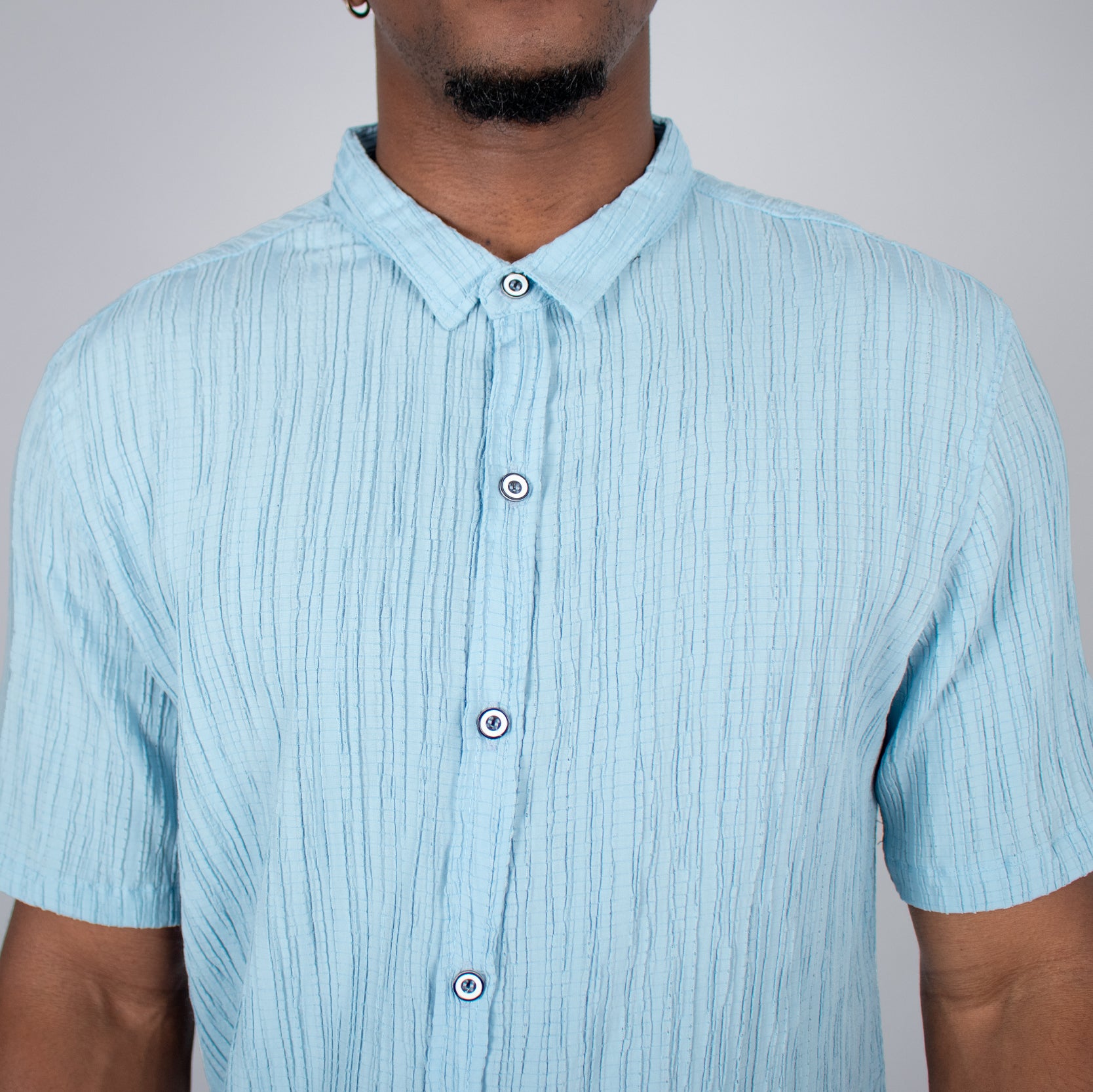 Camisa hombre textura azul