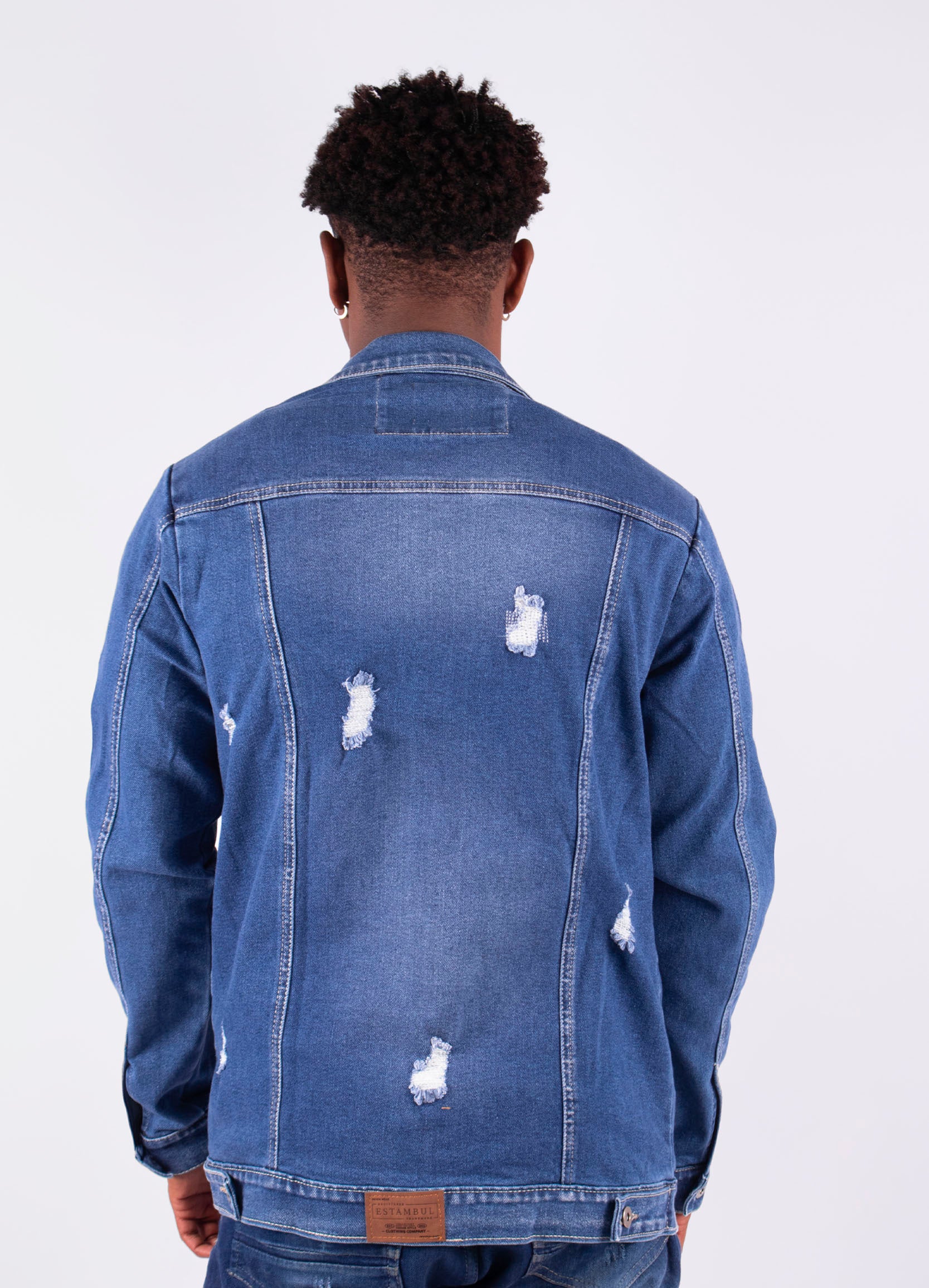 Chaqueta hombre azul rotos