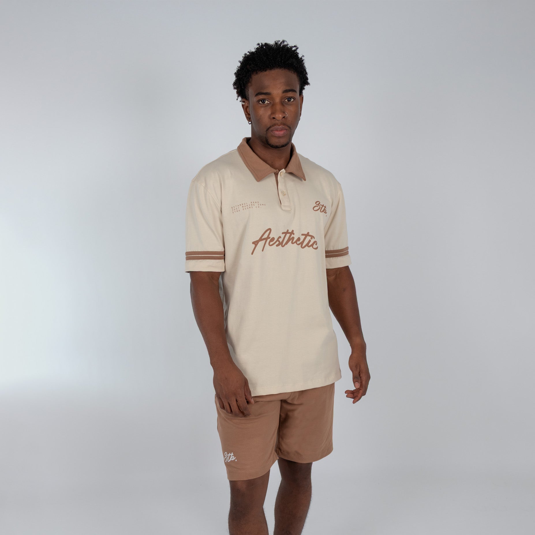 Conjunto hombre polo marfil