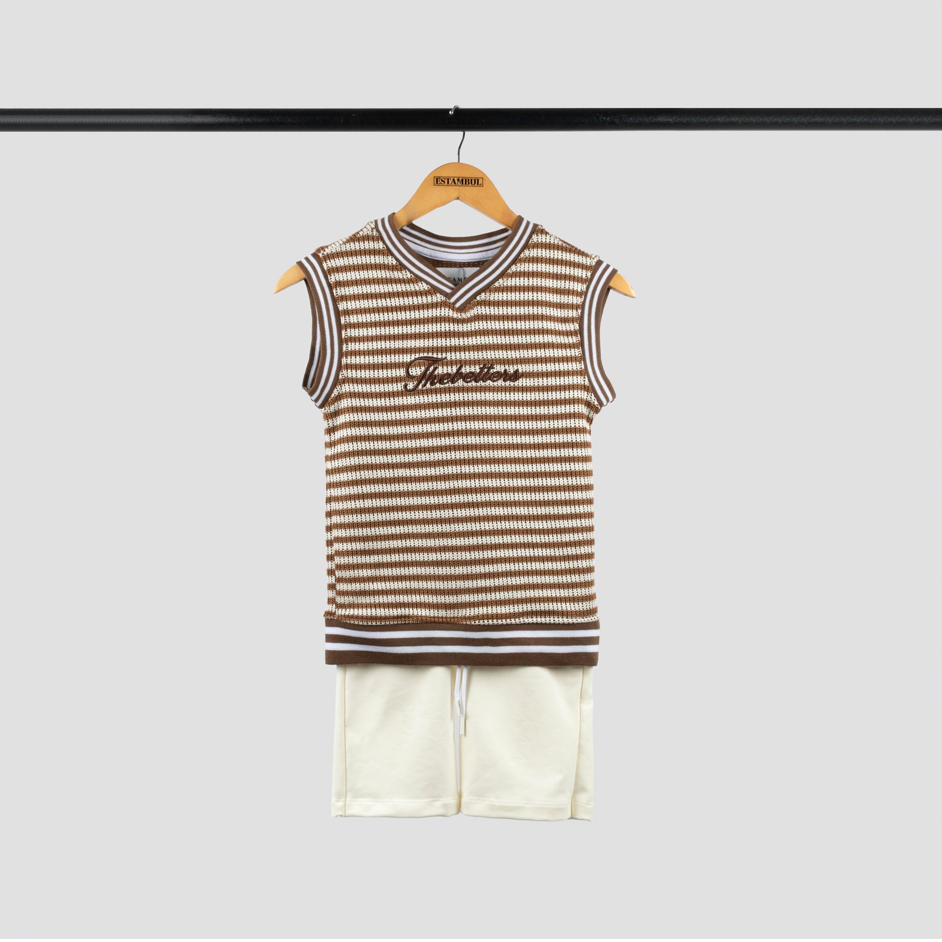 Conjunto niño chaleco cafe