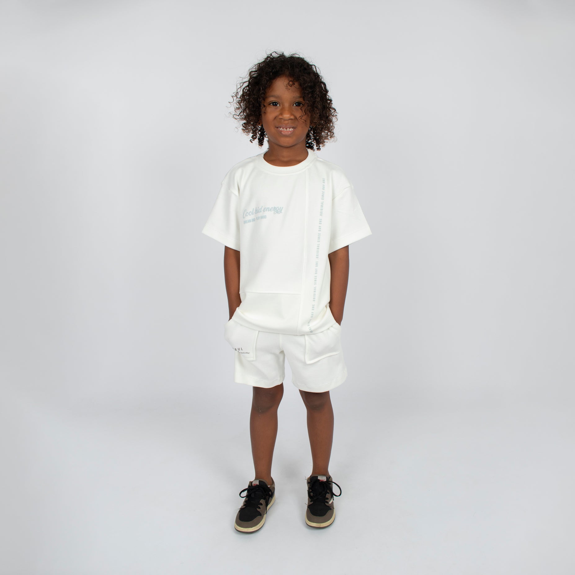 Conjunto niño textura gamuza blanco