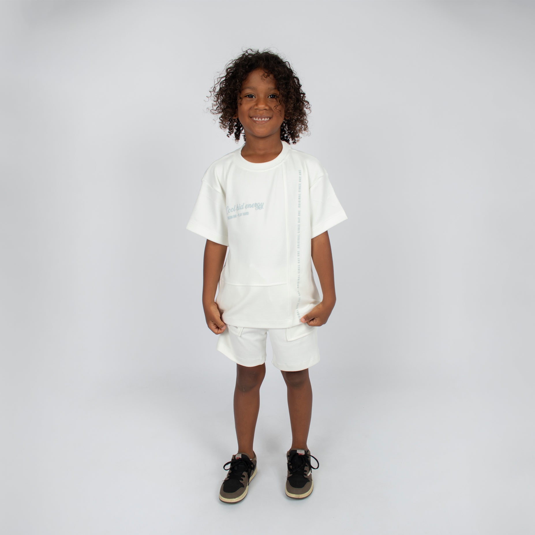 Conjunto niño textura gamuza blanco