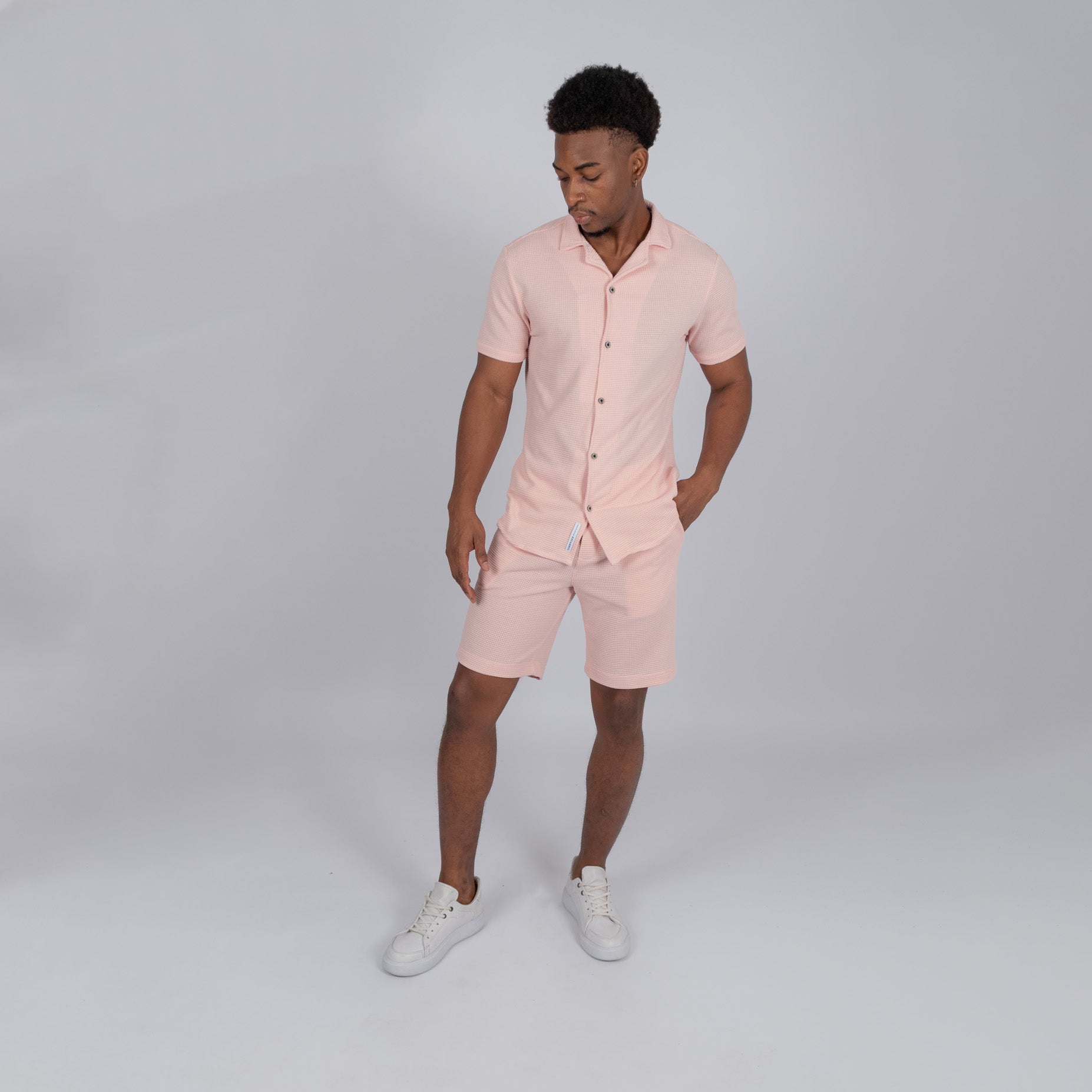 Conjunto hombre textura rosado