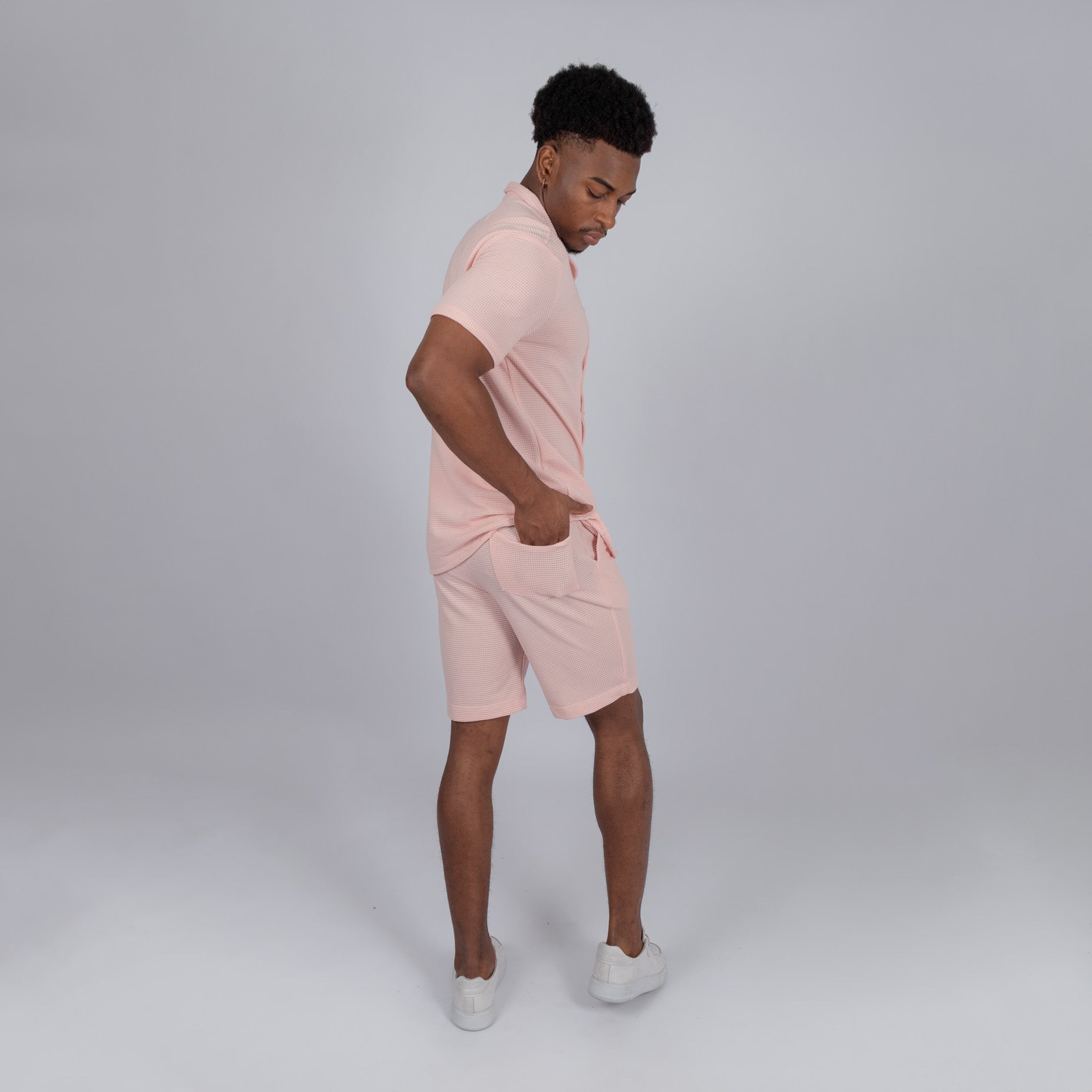 Conjunto hombre textura rosado