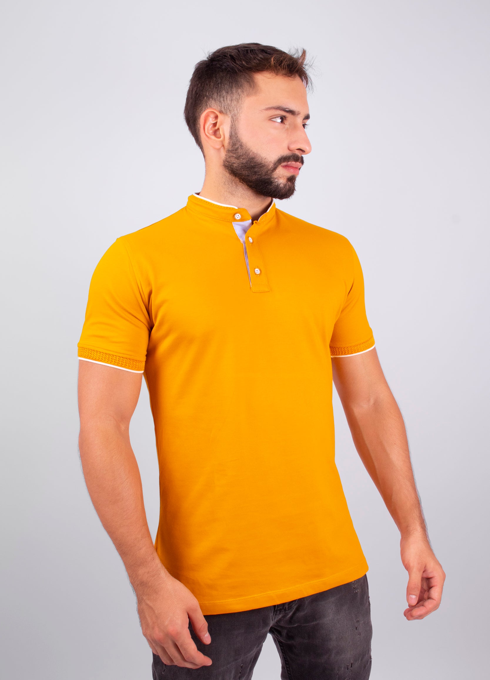 Polo hombre Básico mostaza