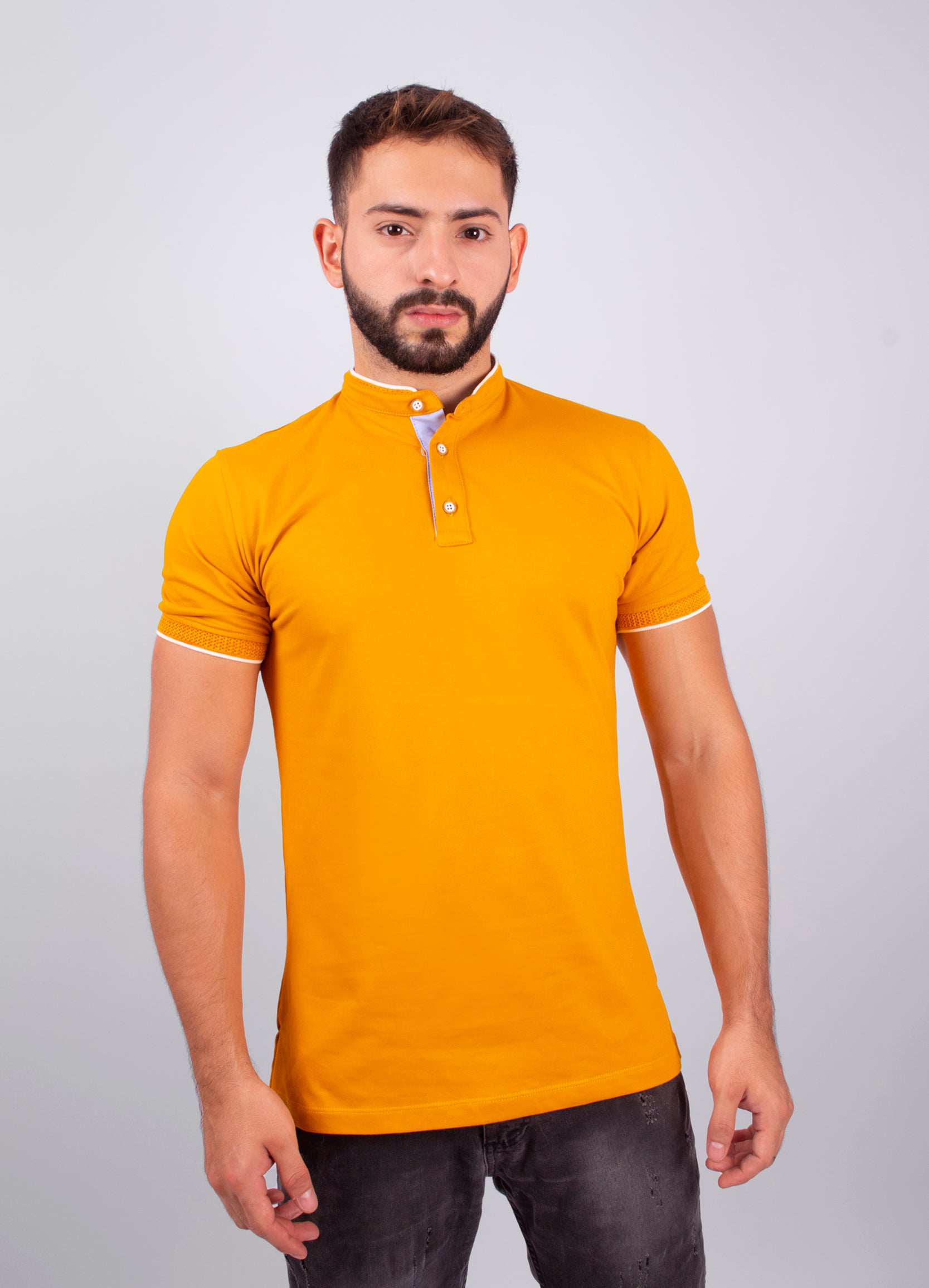 Polo hombre Básico mostaza