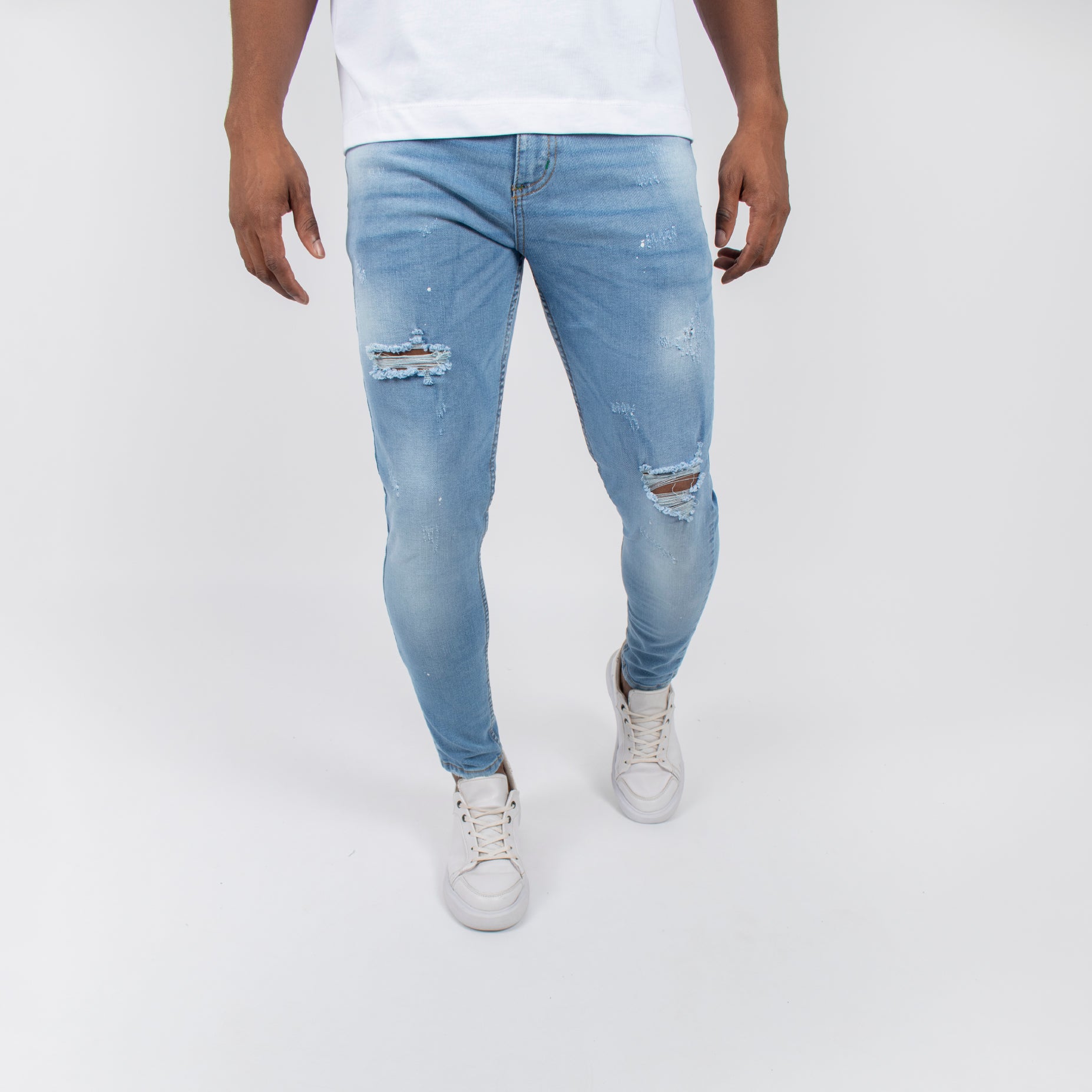 Jean hombre skinny con desgaste y rotos