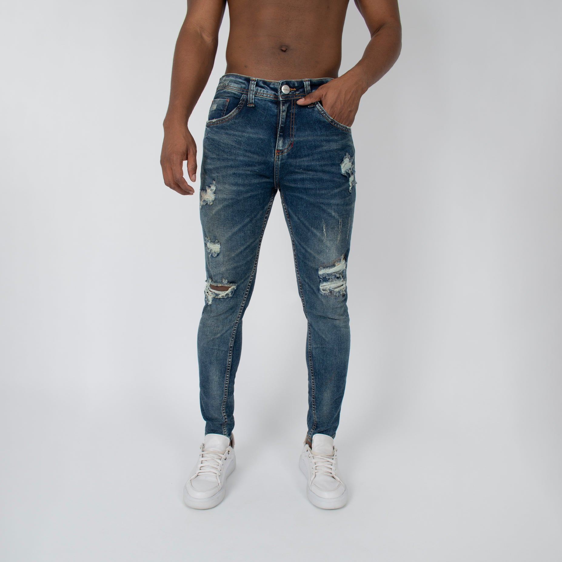 Jean hombre skinny roto rodilla