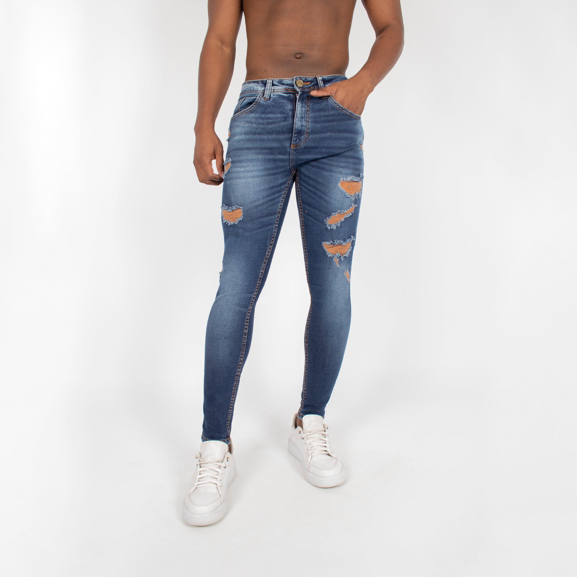 Jean hombre skinny desgaste y rotos