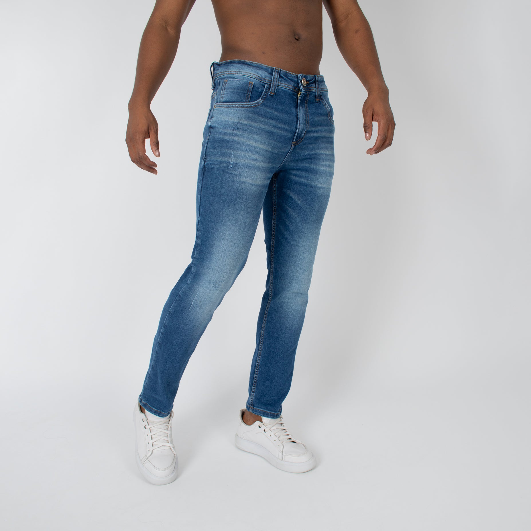 Jean hombre recto azul